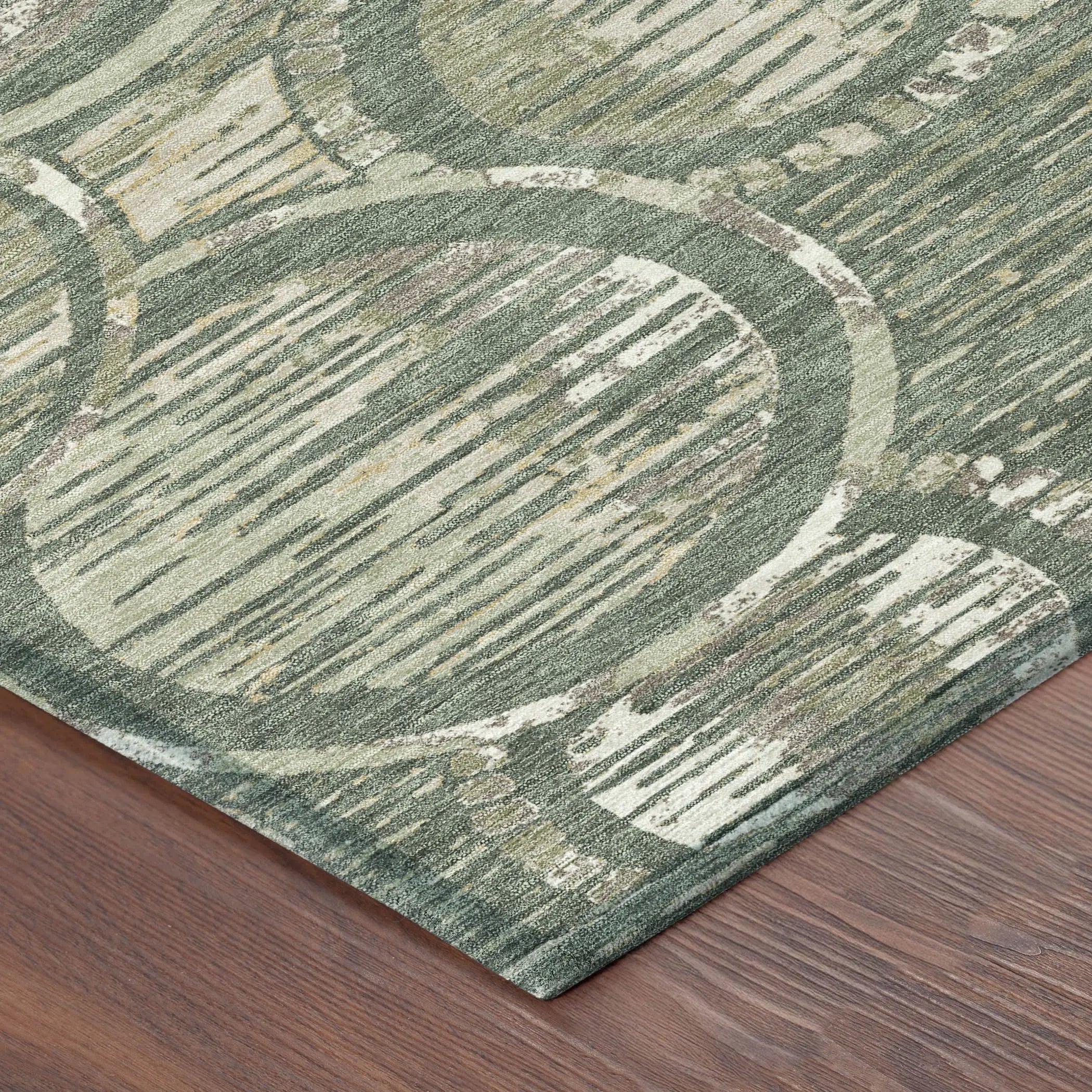 10' X 14' Green And Beige Geometric Washable Indoor Outdoor Area Rug Homeroots Outdoor