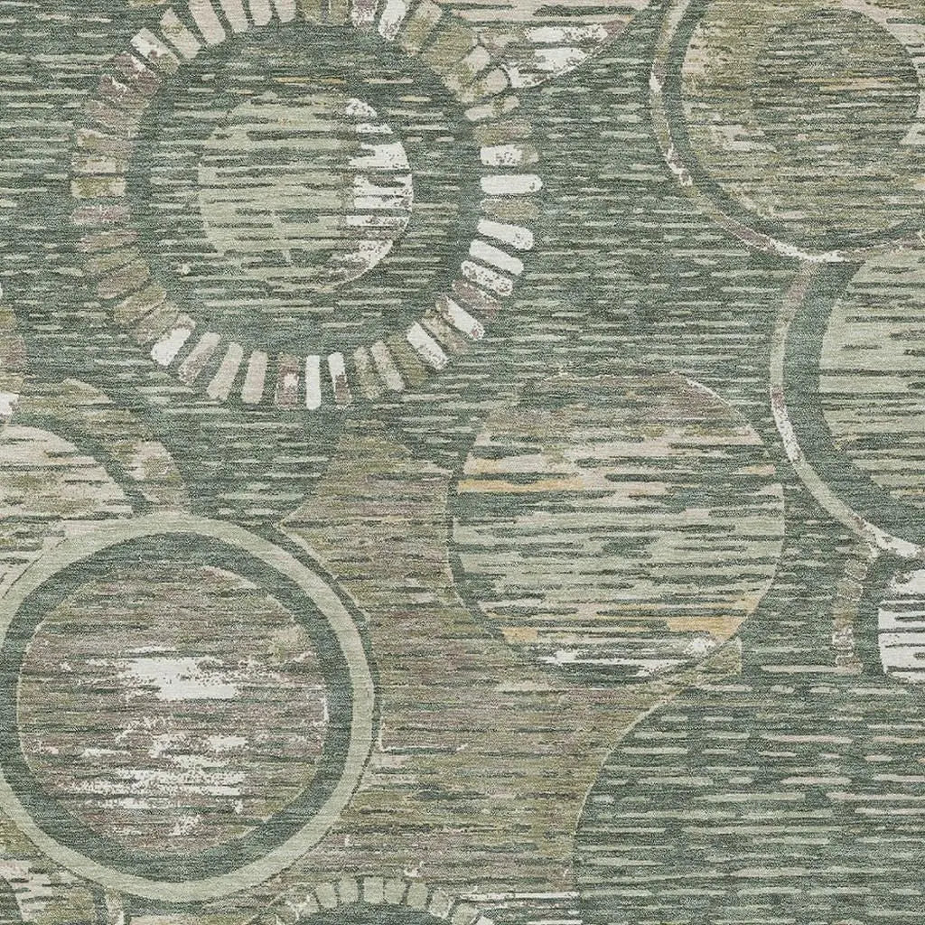 10' X 14' Green And Beige Geometric Washable Indoor Outdoor Area Rug Homeroots Outdoor