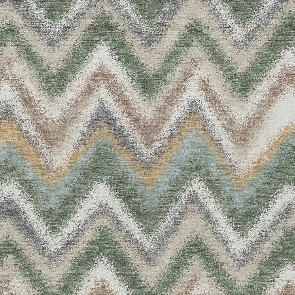 10' X 14' Green And Beige Geometric Washable Indoor Outdoor Area Rug Homeroots Outdoor