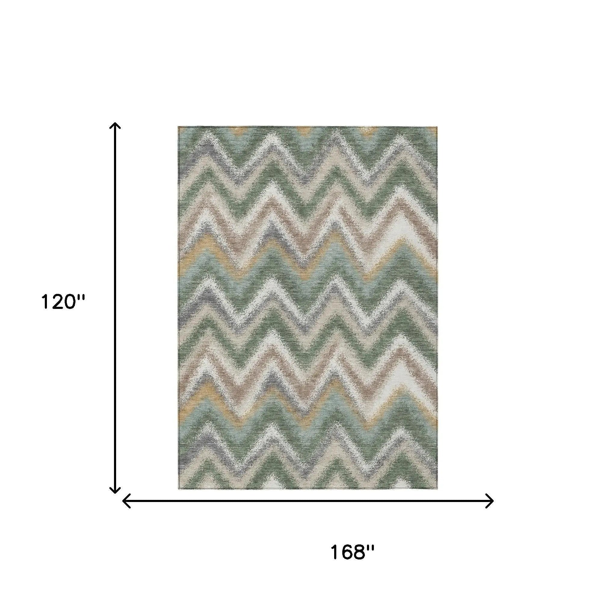 10' X 14' Green And Beige Geometric Washable Indoor Outdoor Area Rug Homeroots Outdoor