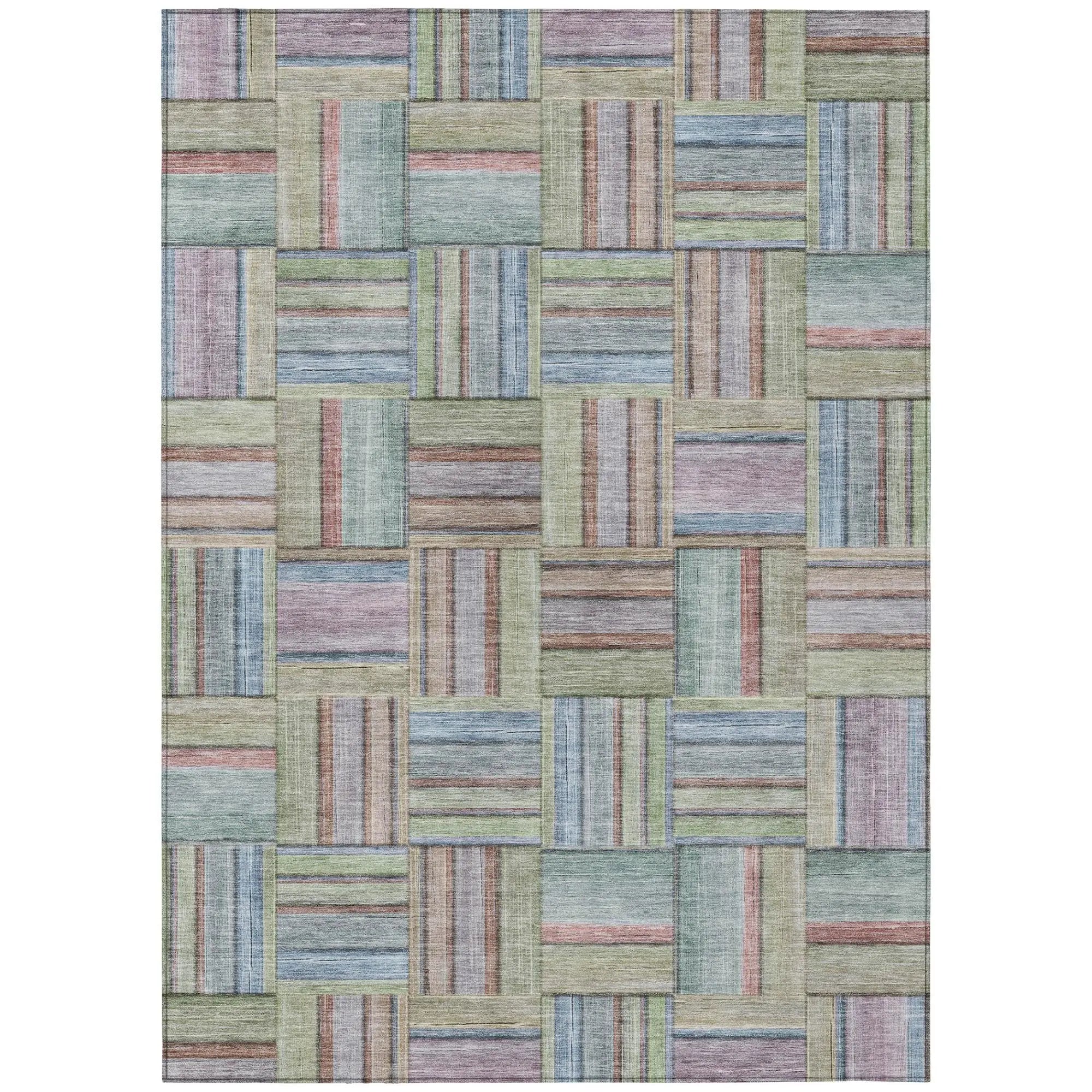 10' X 14' Green And Beige Geometric Washable Indoor Outdoor Area Rug Homeroots Outdoor