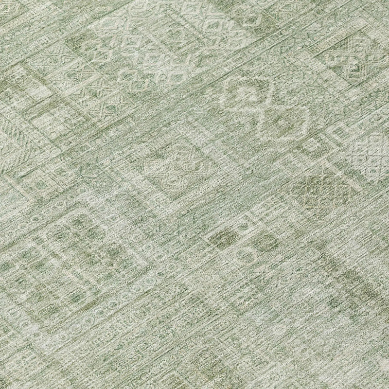 10' X 14' Green And Beige Oriental Washable Indoor Outdoor Area Rug Homeroots Outdoor