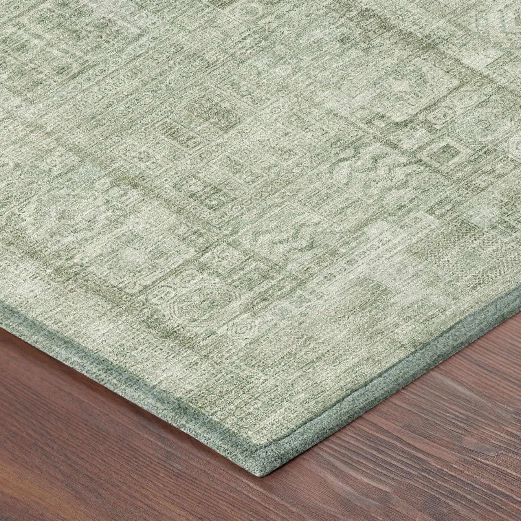 10' X 14' Green And Beige Oriental Washable Indoor Outdoor Area Rug Homeroots Outdoor