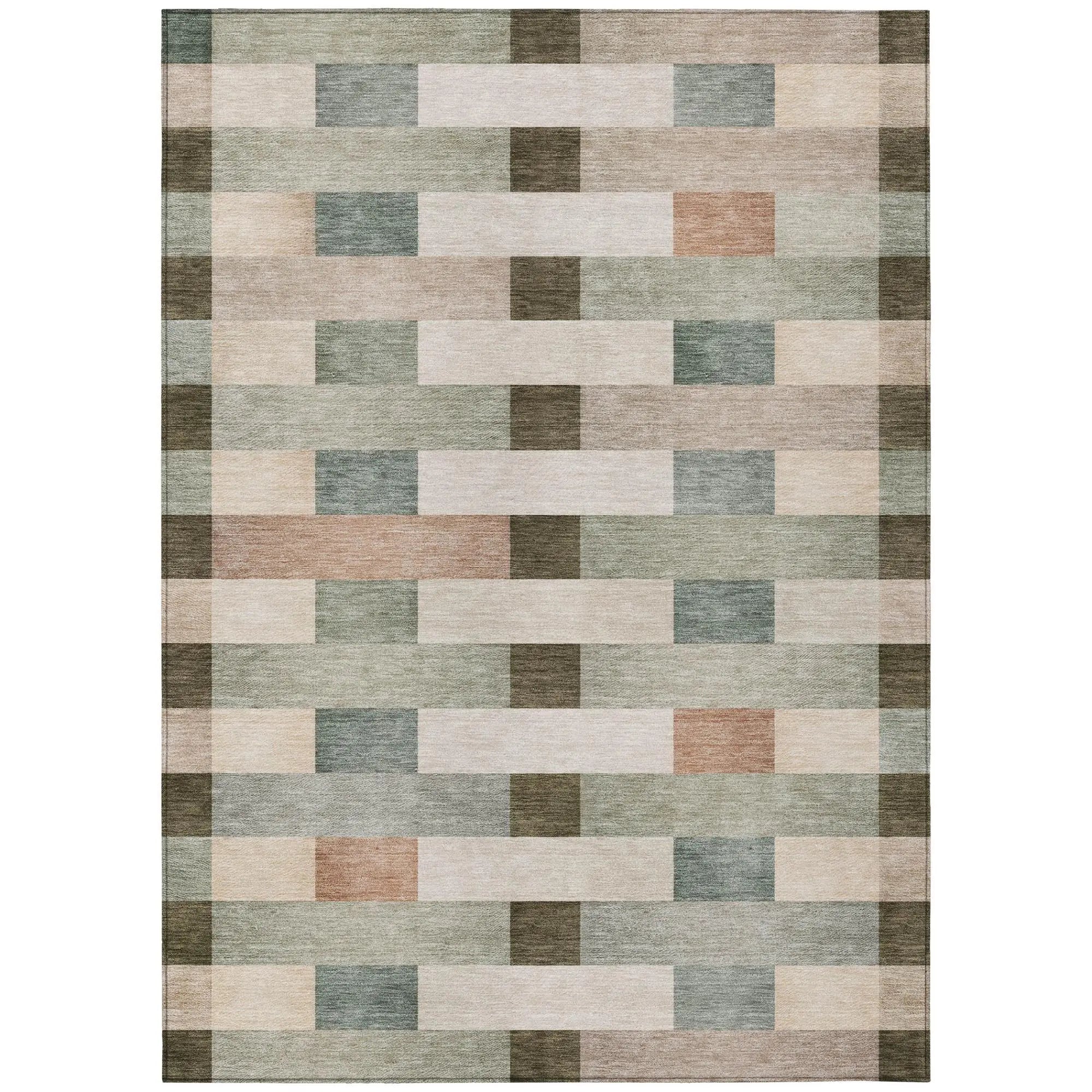 10' X 14' Green And Beige Striped Washable Indoor Outdoor Area Rug Homeroots Outdoor