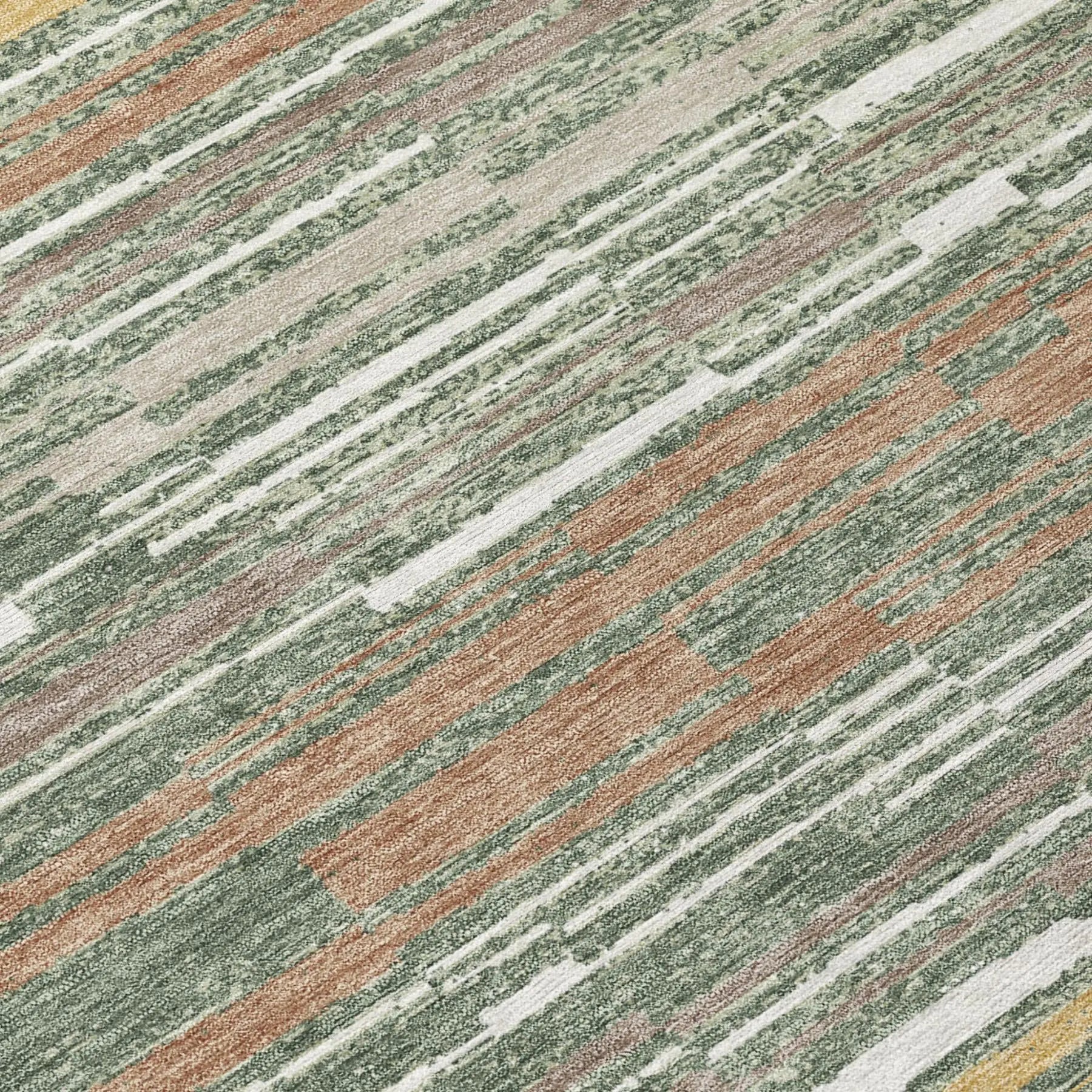 10' X 14' Green And Beige Striped Washable Indoor Outdoor Area Rug Homeroots Outdoor