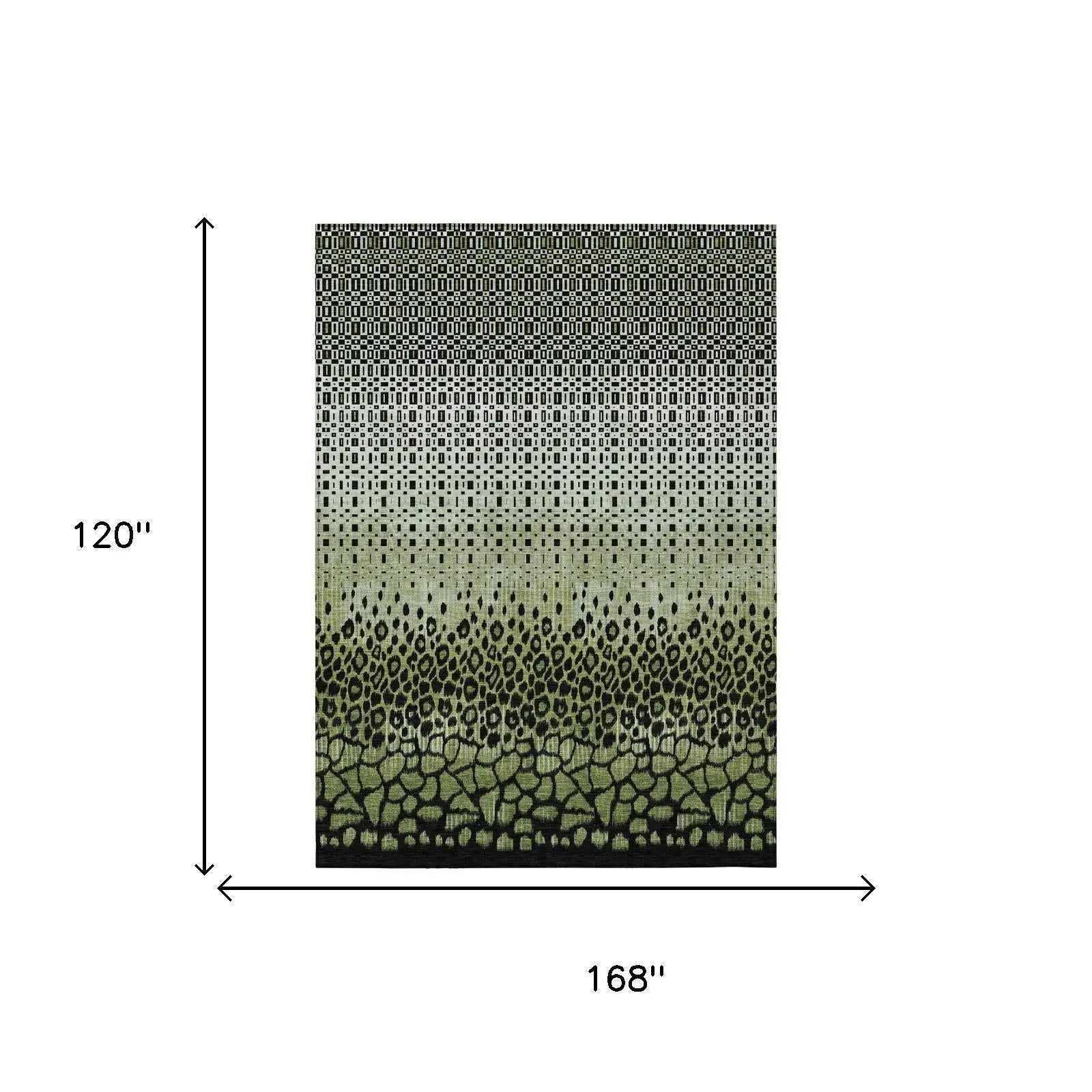 10' X 14' Green And Black Geometric Washable Indoor Outdoor Area Rug Homeroots Outdoor