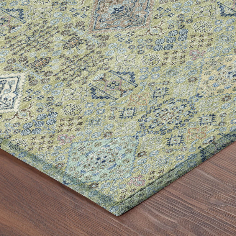 10' X 14' Green And Blue Oriental Washable Indoor Outdoor Area Rug Homeroots Outdoor