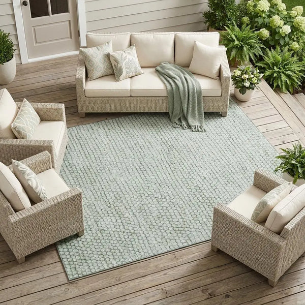 10' X 14' Green And Blue Striped Washable Indoor Outdoor Area Rug Homeroots Outdoor