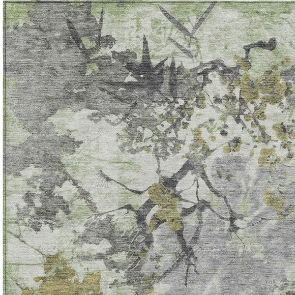 10' X 14' Green And Brown Abstract Washable Indoor Outdoor Area Rug Homeroots Outdoor