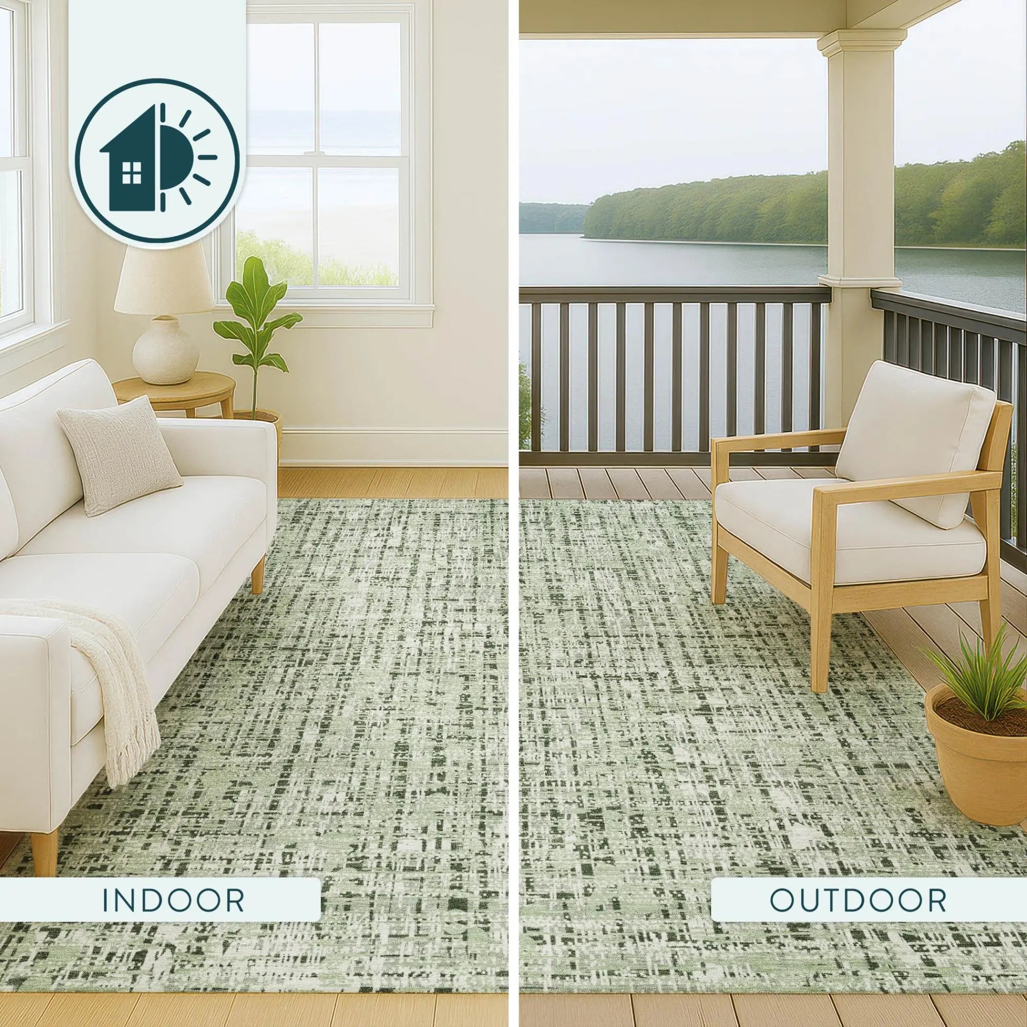 10' X 14' Green And Brown Abstract Washable Indoor Outdoor Area Rug Homeroots Outdoor