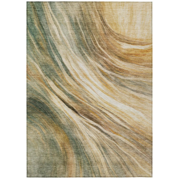 10' X 14' Green And Brown Abstract Washable Indoor Outdoor Area Rug Homeroots Outdoor