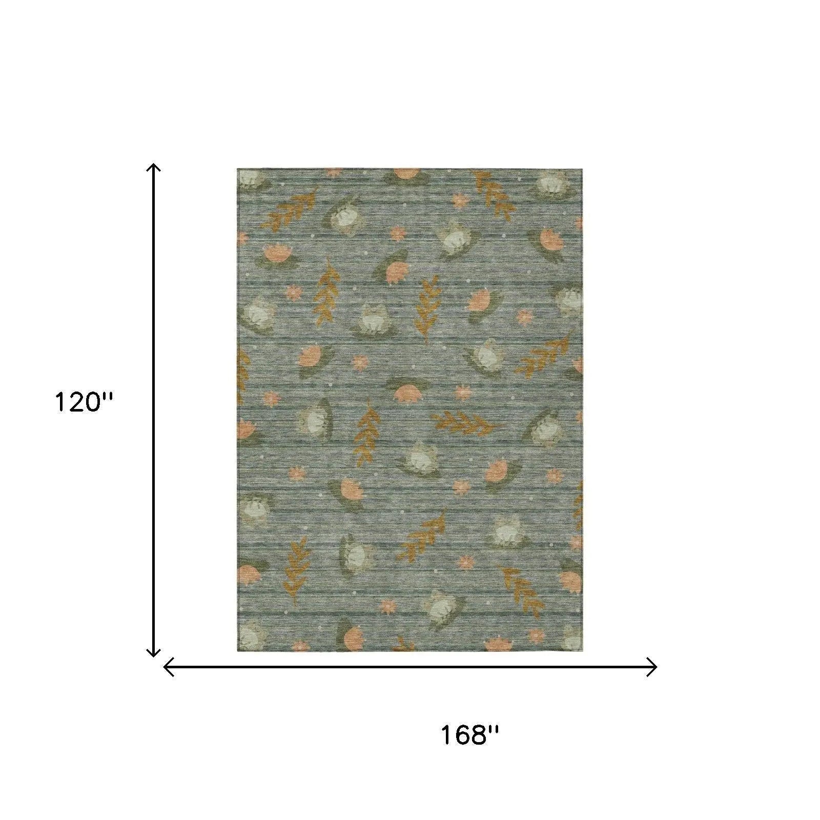 10' X 14' Green And Brown Botanical Leaves Washable Indoor Outdoor Area Rug Homeroots Outdoor