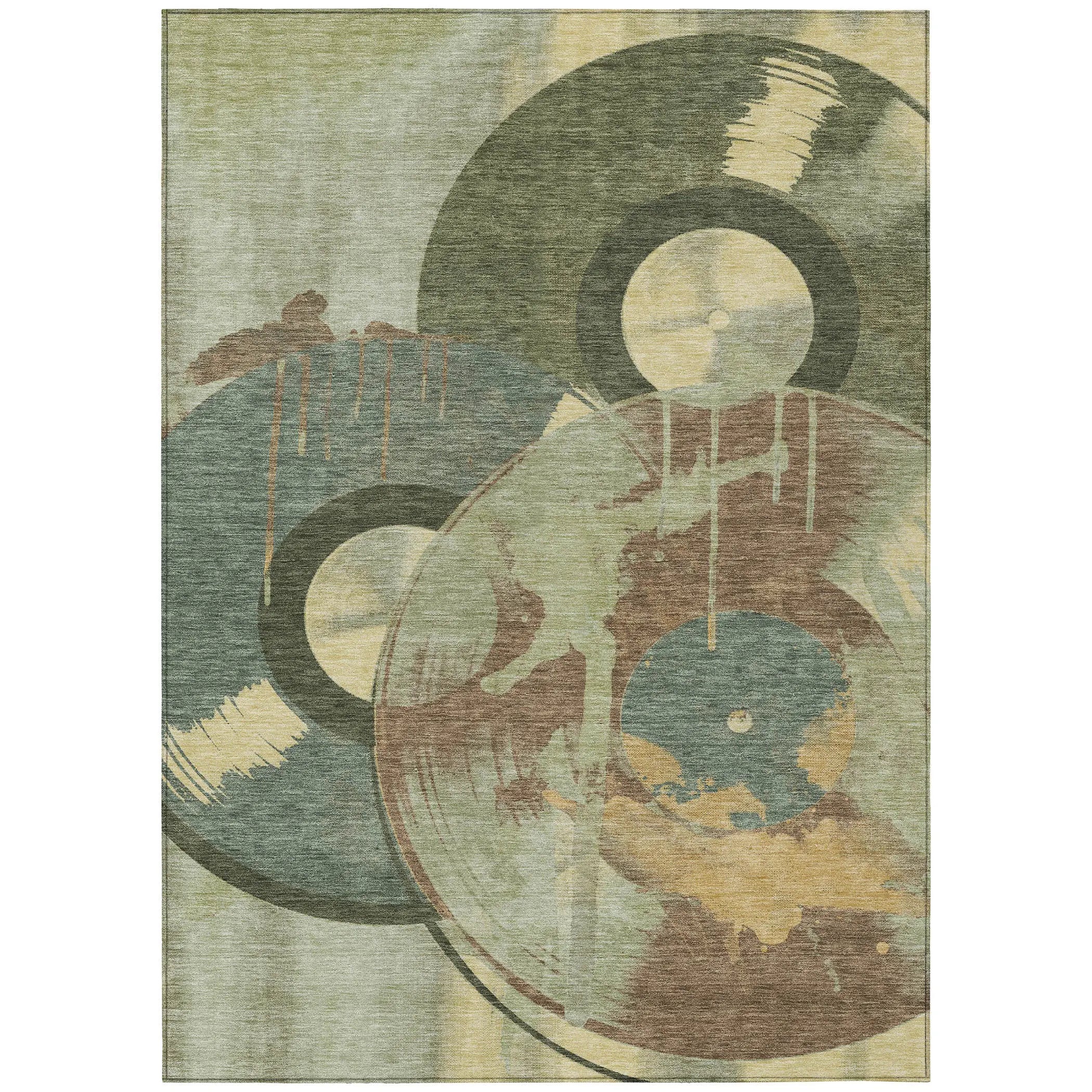 10' X 14' Green And Brown Geometric Washable Indoor Outdoor Area Rug Homeroots Outdoor