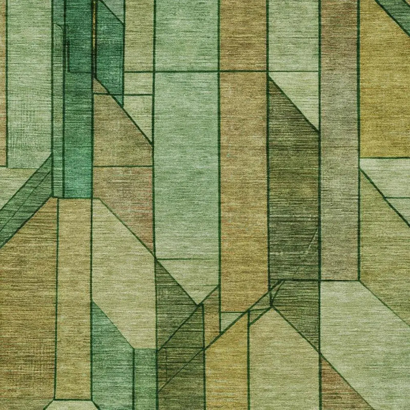 10' X 14' Green And Brown Geometric Washable Indoor Outdoor Area Rug Homeroots Outdoor