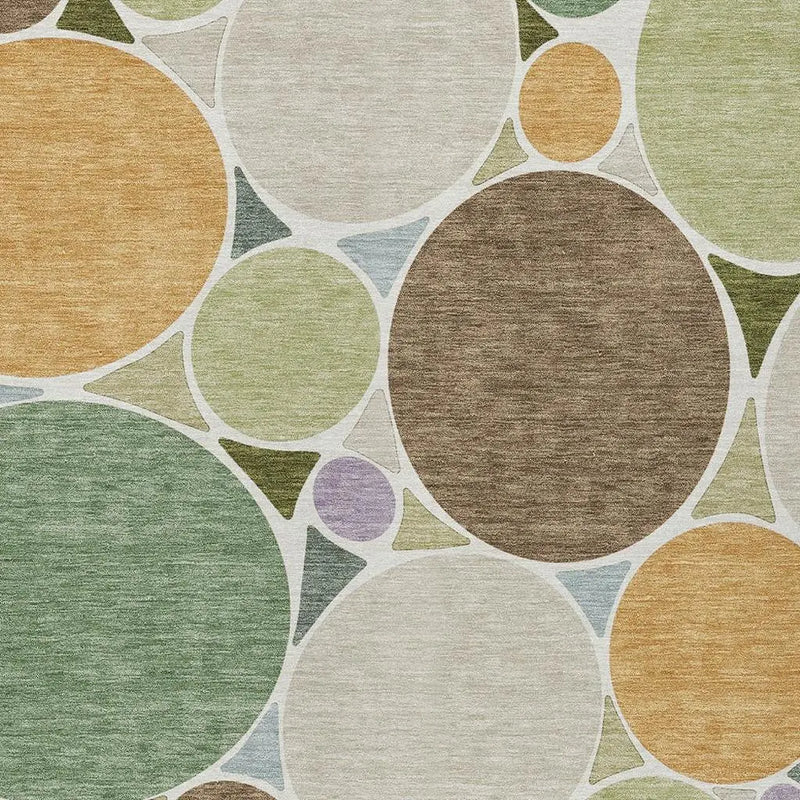 10' X 14' Green And Brown Geometric Washable Indoor Outdoor Area Rug Homeroots Outdoor