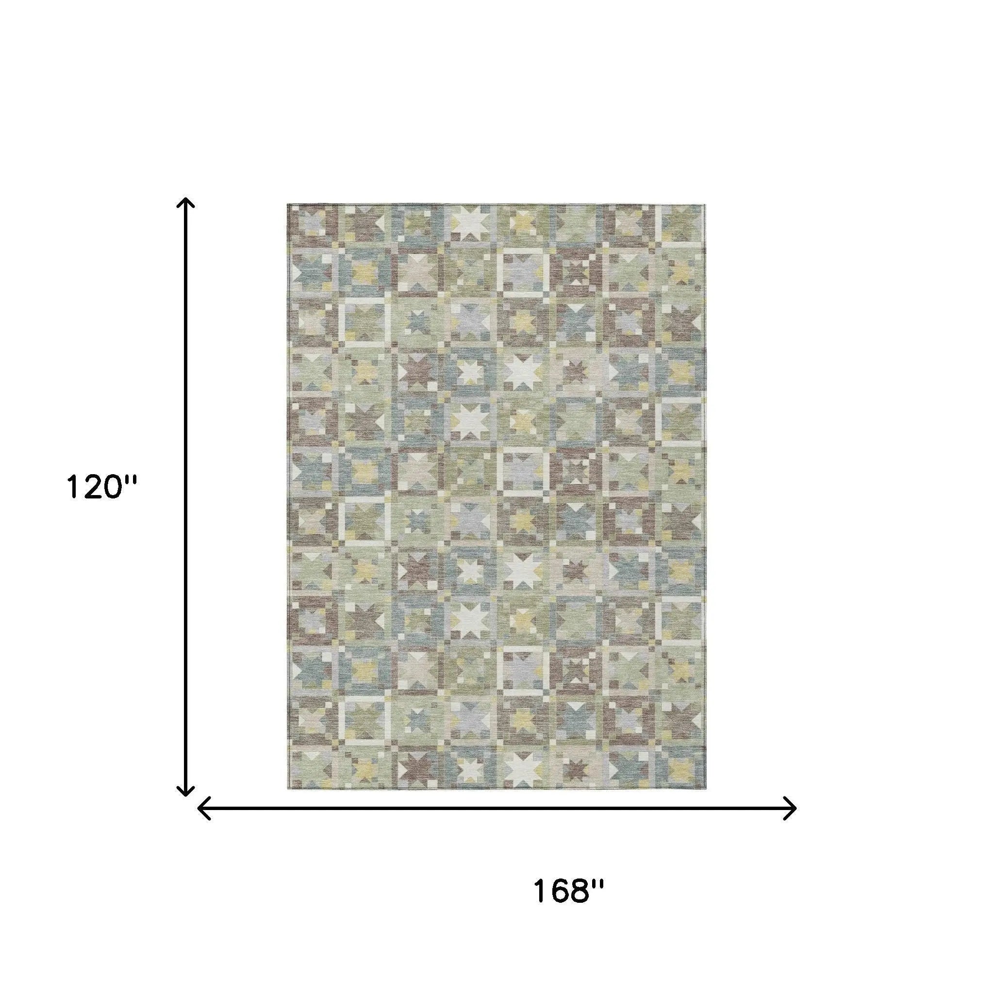 10' X 14' Green And Brown Patchwork Washable Indoor Outdoor Area Rug Homeroots Outdoor