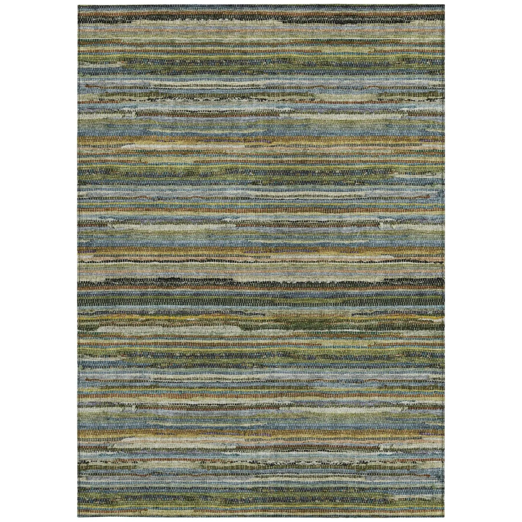 10' X 14' Green And Brown Striped Washable Indoor Outdoor Area Rug Homeroots Outdoor