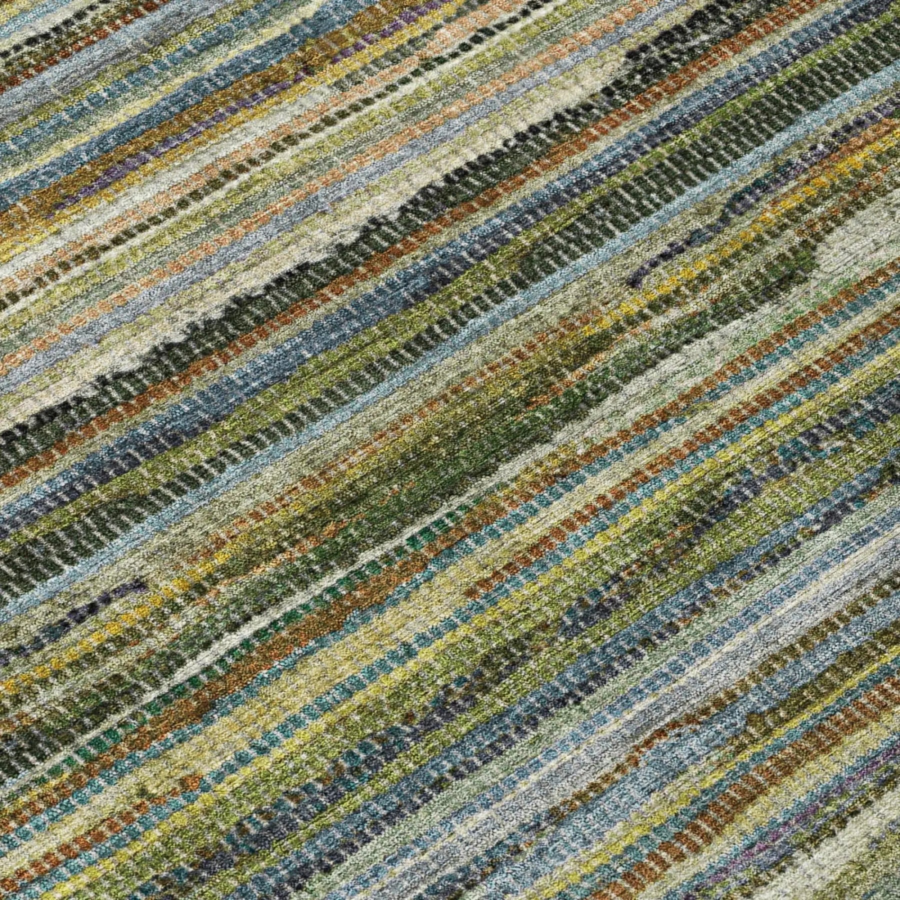 10' X 14' Green And Brown Striped Washable Indoor Outdoor Area Rug Homeroots Outdoor