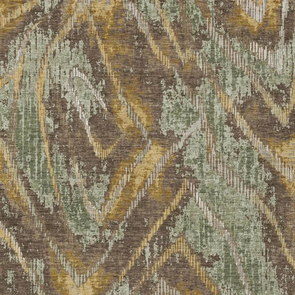 10' X 14' Green And Chocolate Abstract Washable Indoor Outdoor Area Rug Homeroots Outdoor