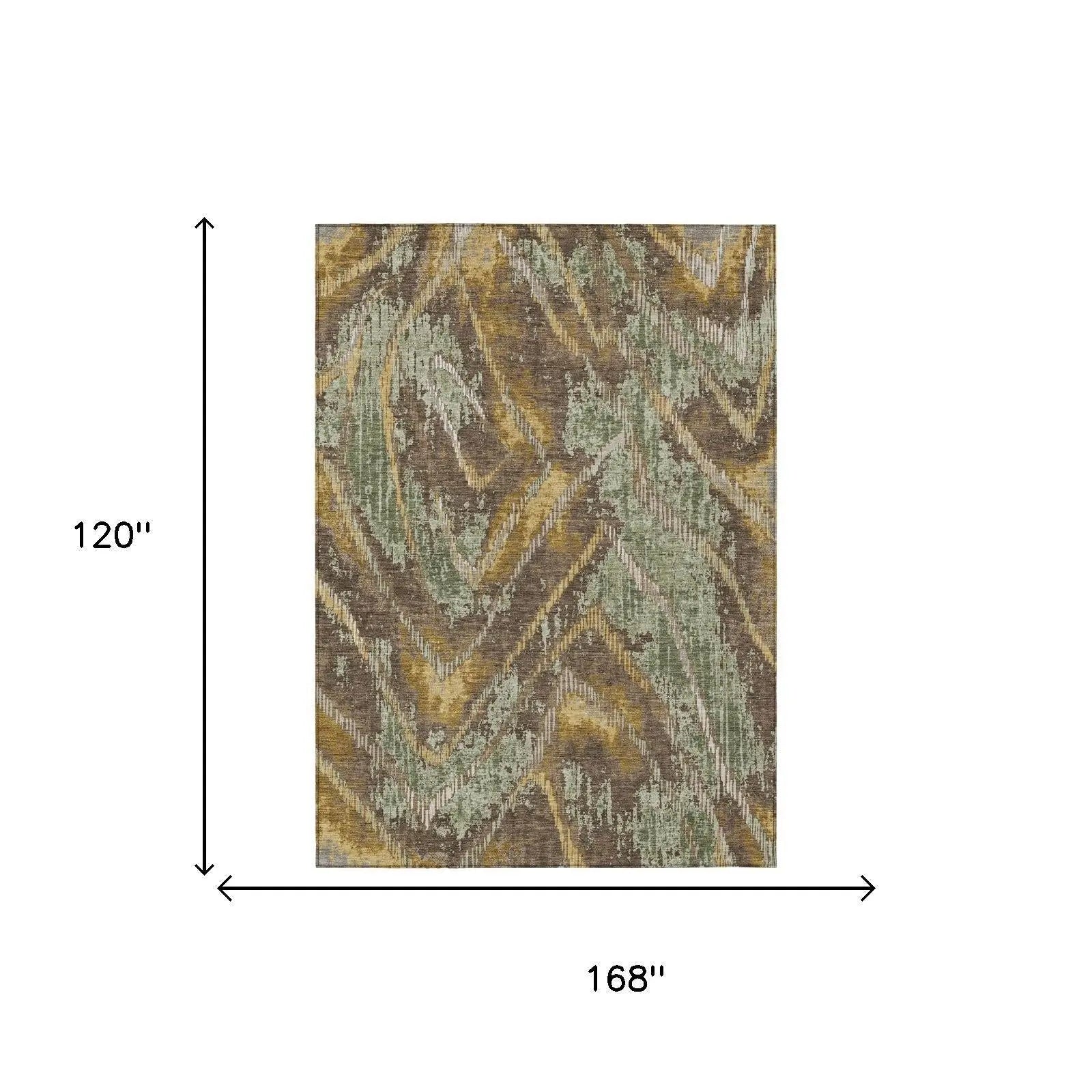 10' X 14' Green And Chocolate Abstract Washable Indoor Outdoor Area Rug Homeroots Outdoor