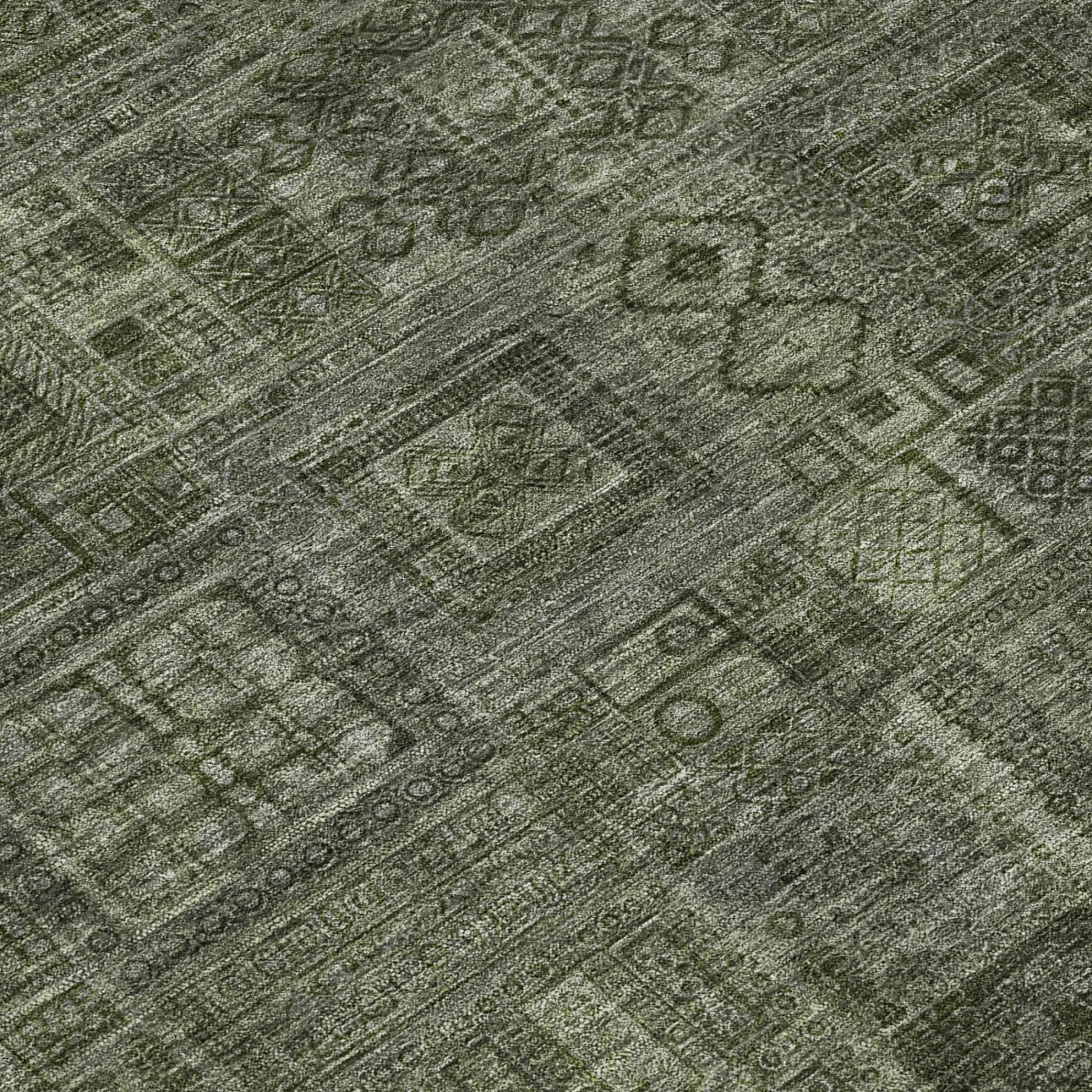 10' X 14' Green And Chocolate Oriental Washable Indoor Outdoor Area Rug Homeroots Outdoor