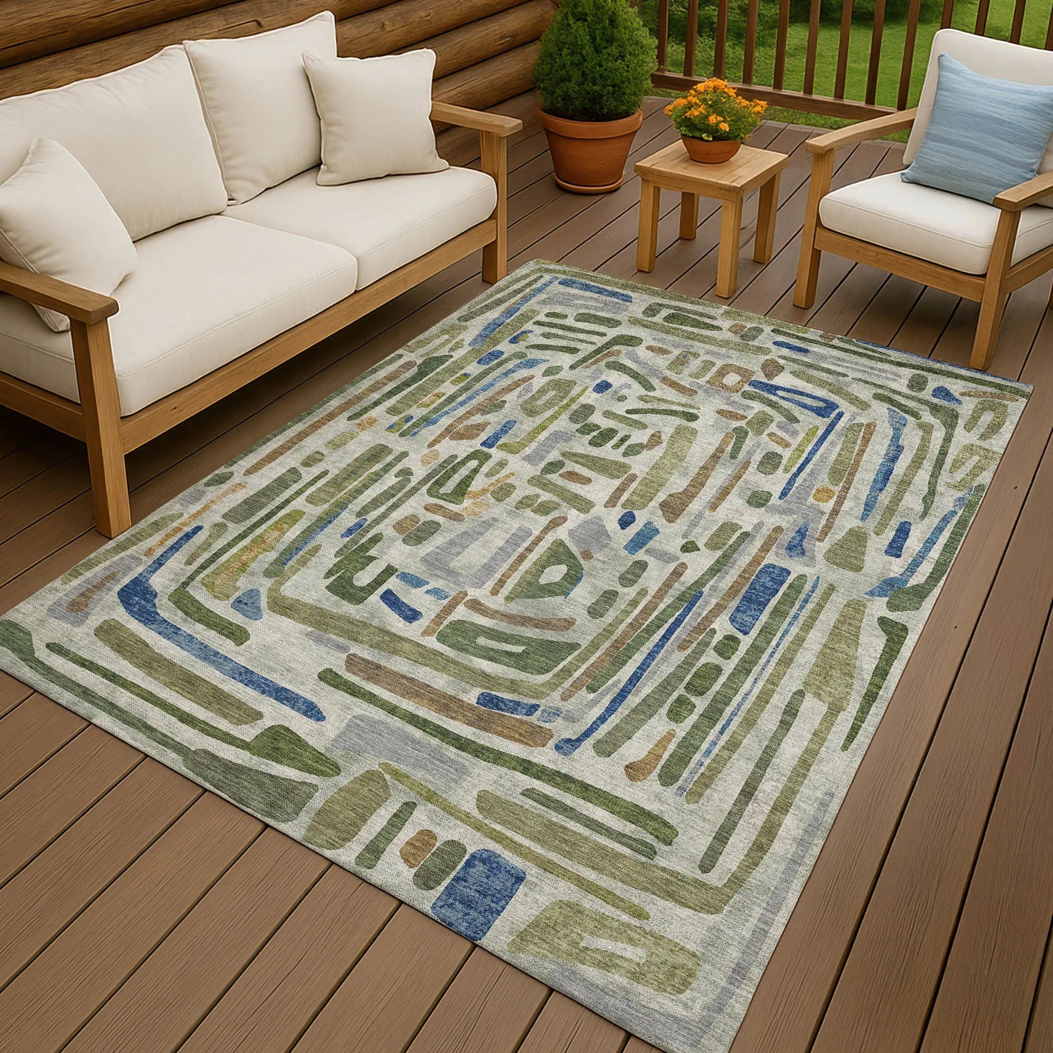 10' X 14' Green And Copper Abstract Washable Indoor Outdoor Area Rug Homeroots Outdoor
