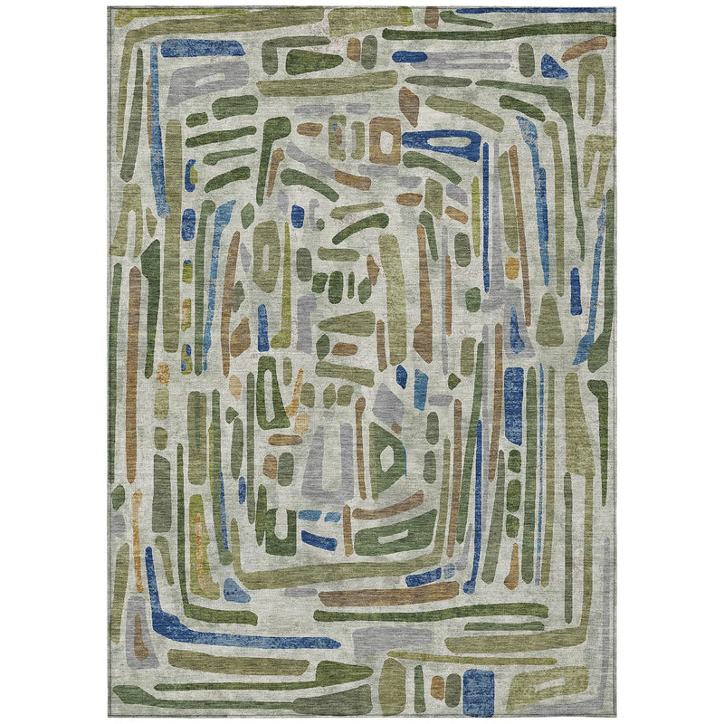 10' X 14' Green And Copper Abstract Washable Indoor Outdoor Area Rug Homeroots Outdoor