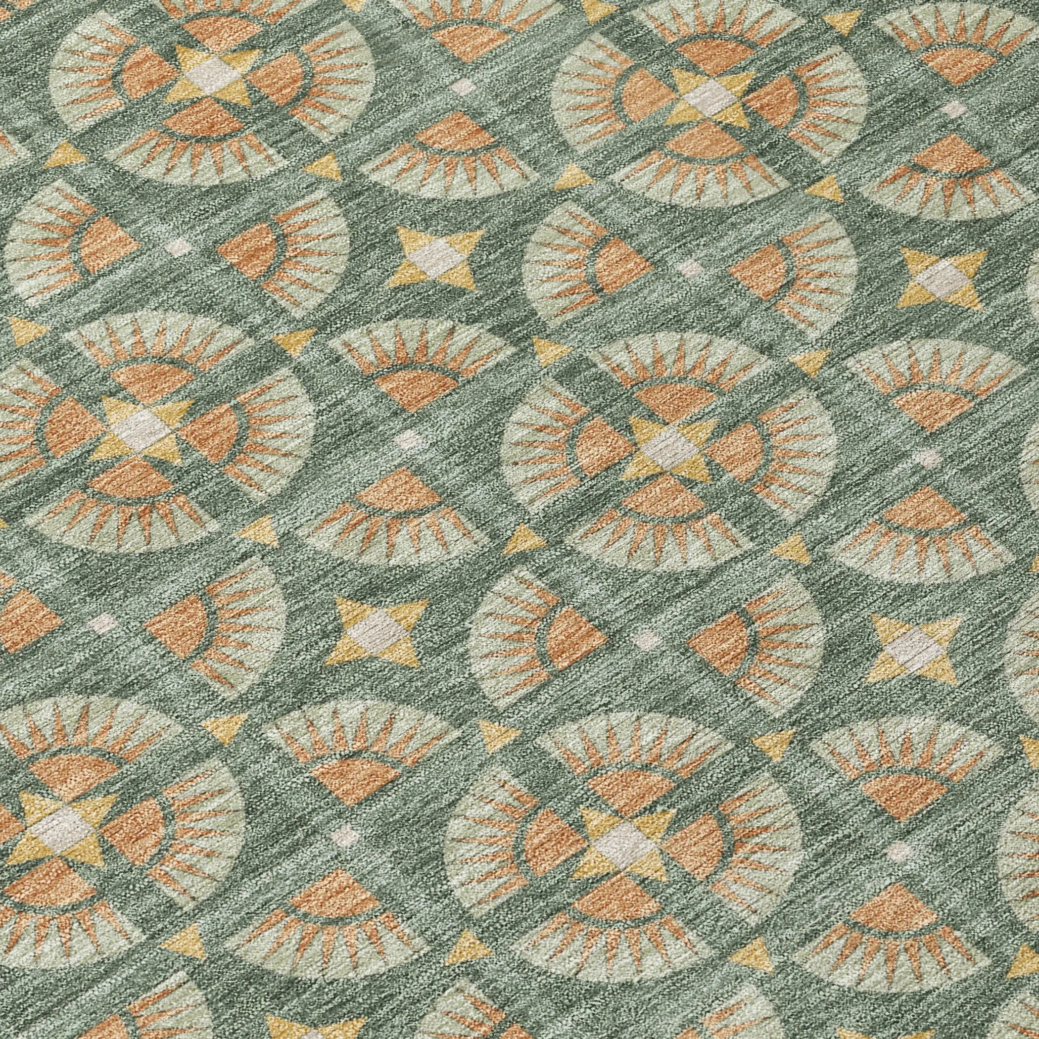 10' X 14' Green And Copper Geometric Washable Indoor Outdoor Area Rug Homeroots Outdoor
