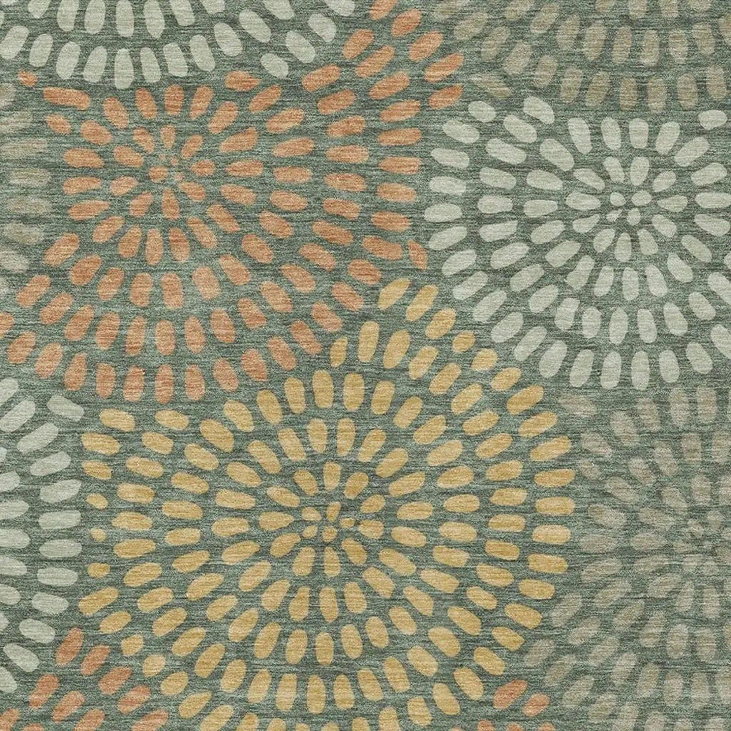 10' X 14' Green And Copper Geometric Washable Indoor Outdoor Area Rug Homeroots Outdoor