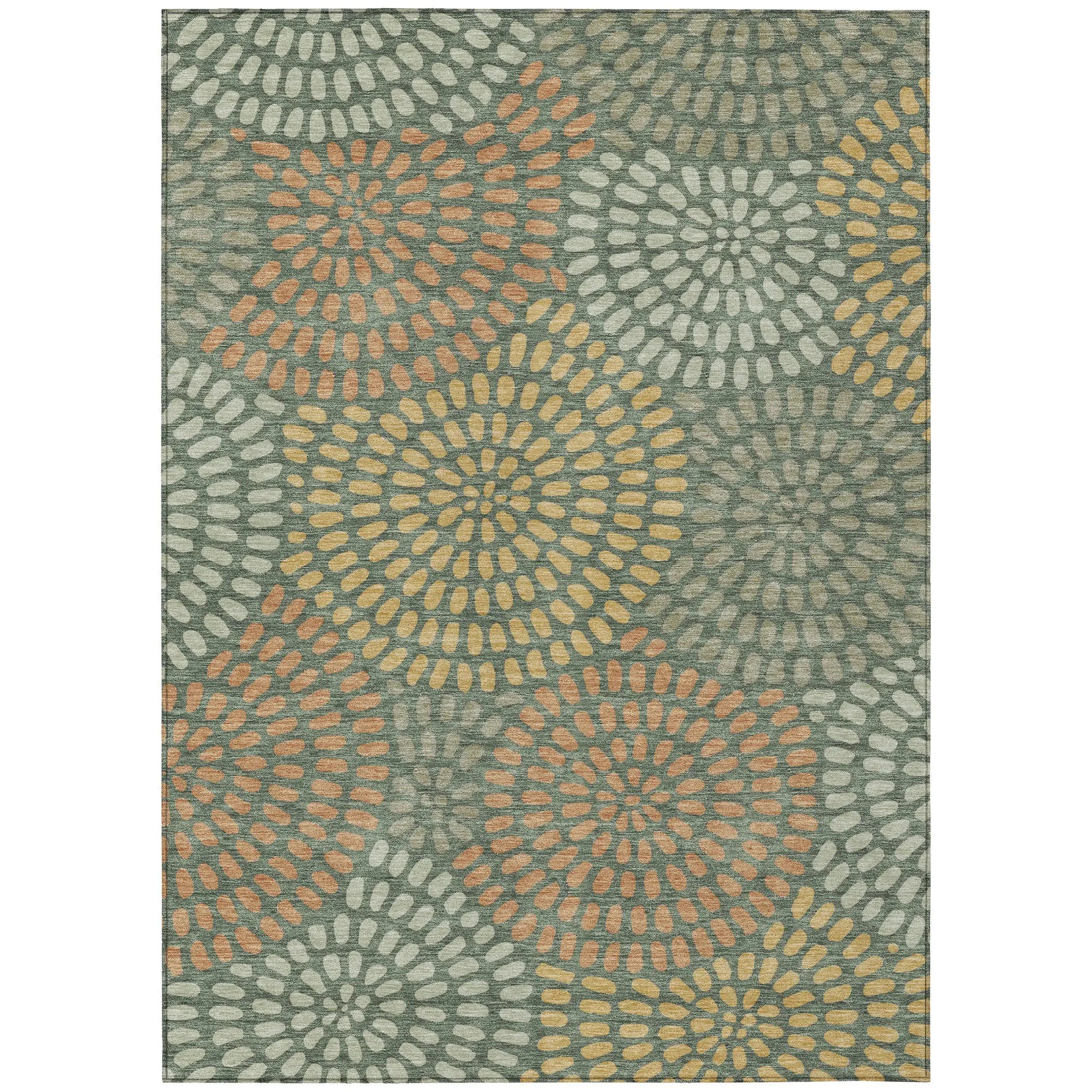 10' X 14' Green And Copper Geometric Washable Indoor Outdoor Area Rug Homeroots Outdoor