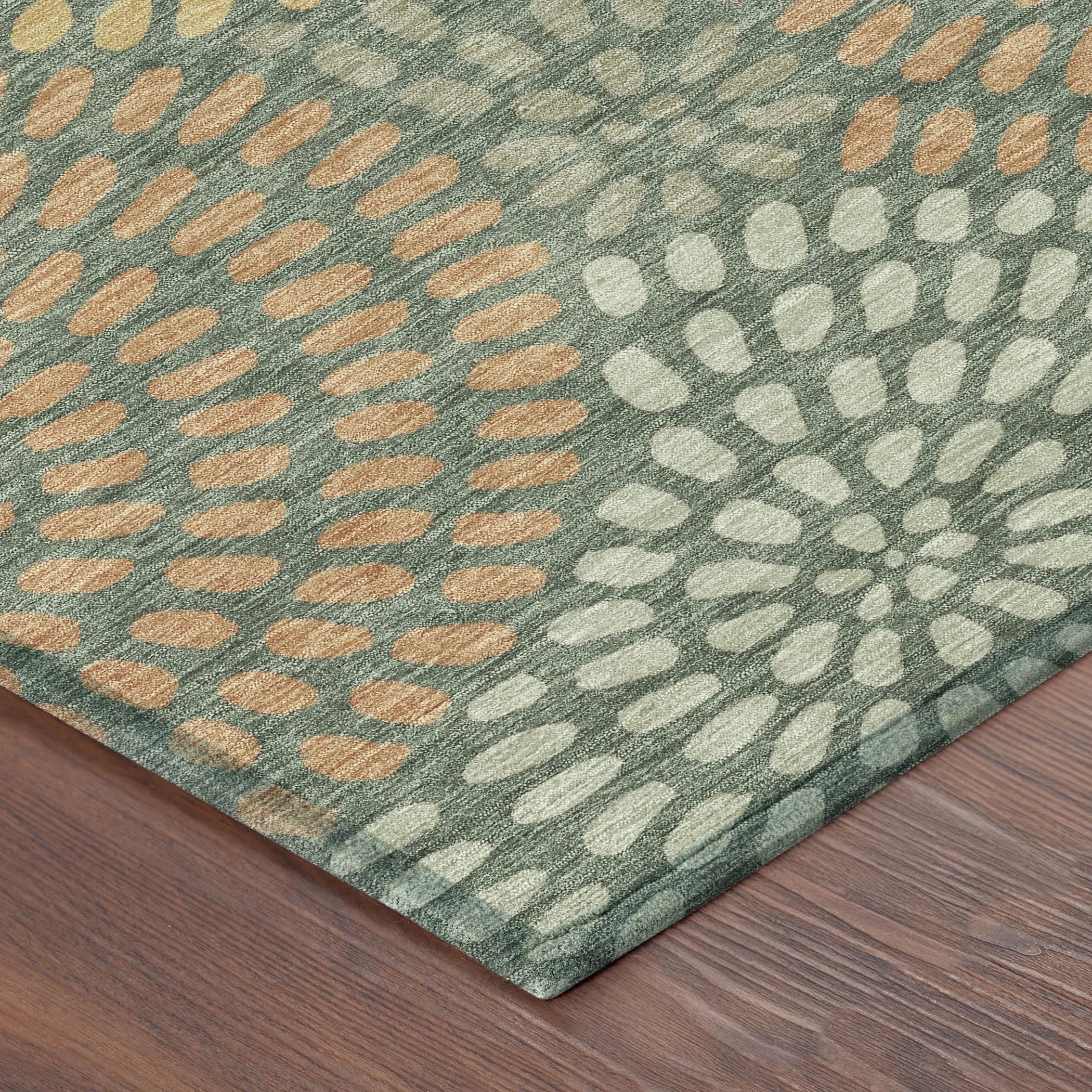 10' X 14' Green And Copper Geometric Washable Indoor Outdoor Area Rug Homeroots Outdoor
