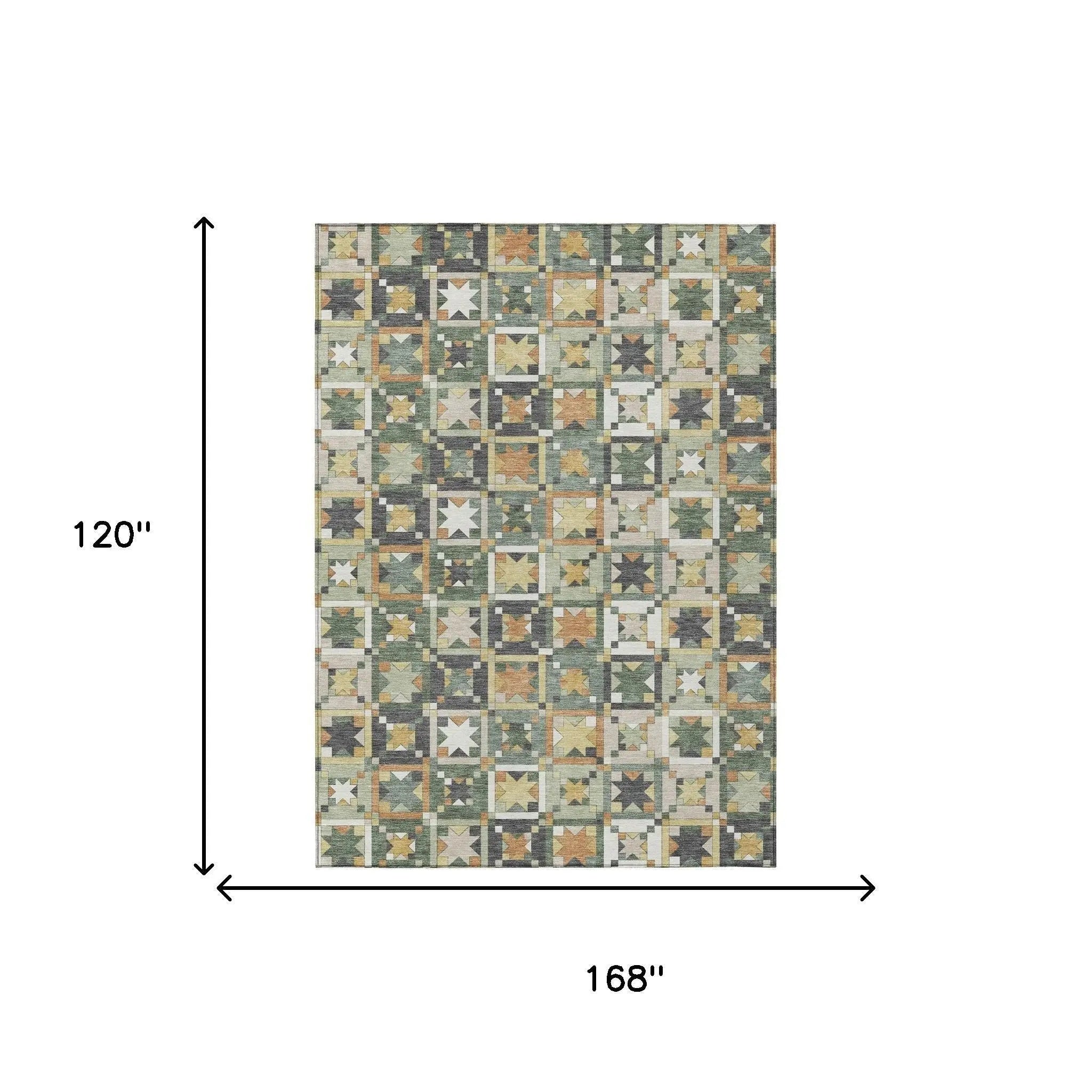 10' X 14' Green And Copper Patchwork Washable Indoor Outdoor Area Rug Homeroots Outdoor