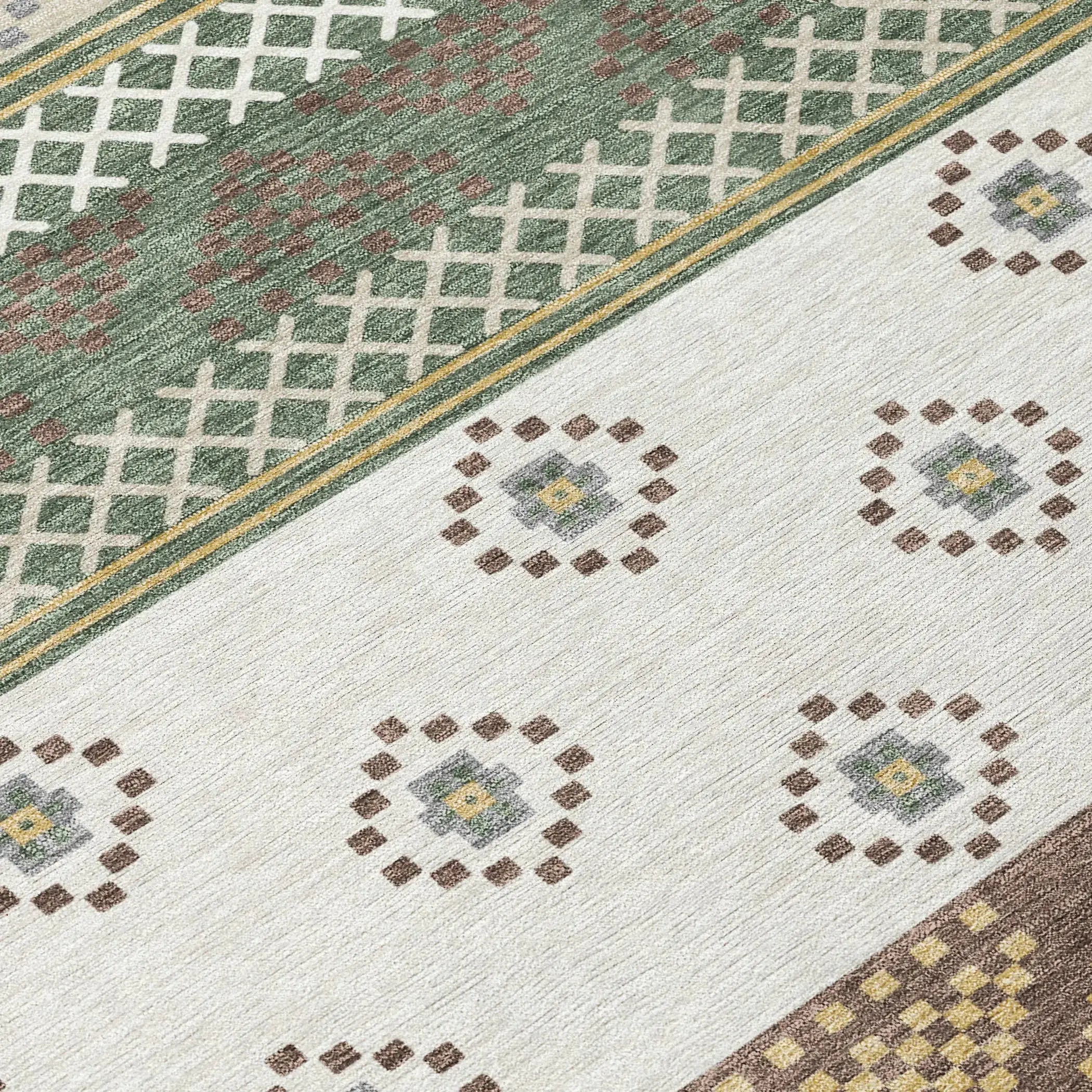 10' X 14' Green And Copper Striped Washable Indoor Outdoor Area Rug Homeroots Outdoor