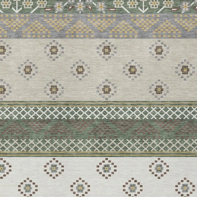 10' X 14' Green And Copper Striped Washable Indoor Outdoor Area Rug Homeroots Outdoor