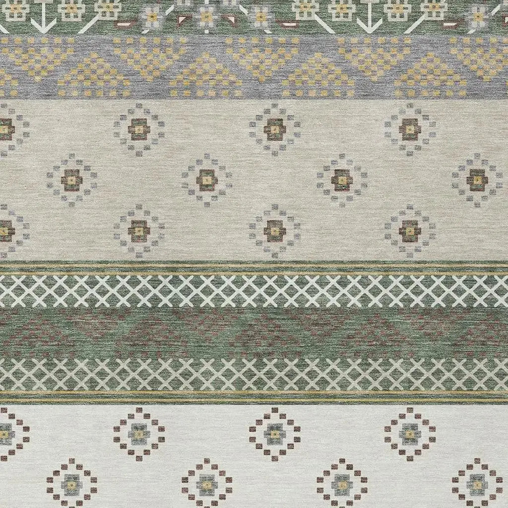 10' X 14' Green And Copper Striped Washable Indoor Outdoor Area Rug Homeroots Outdoor
