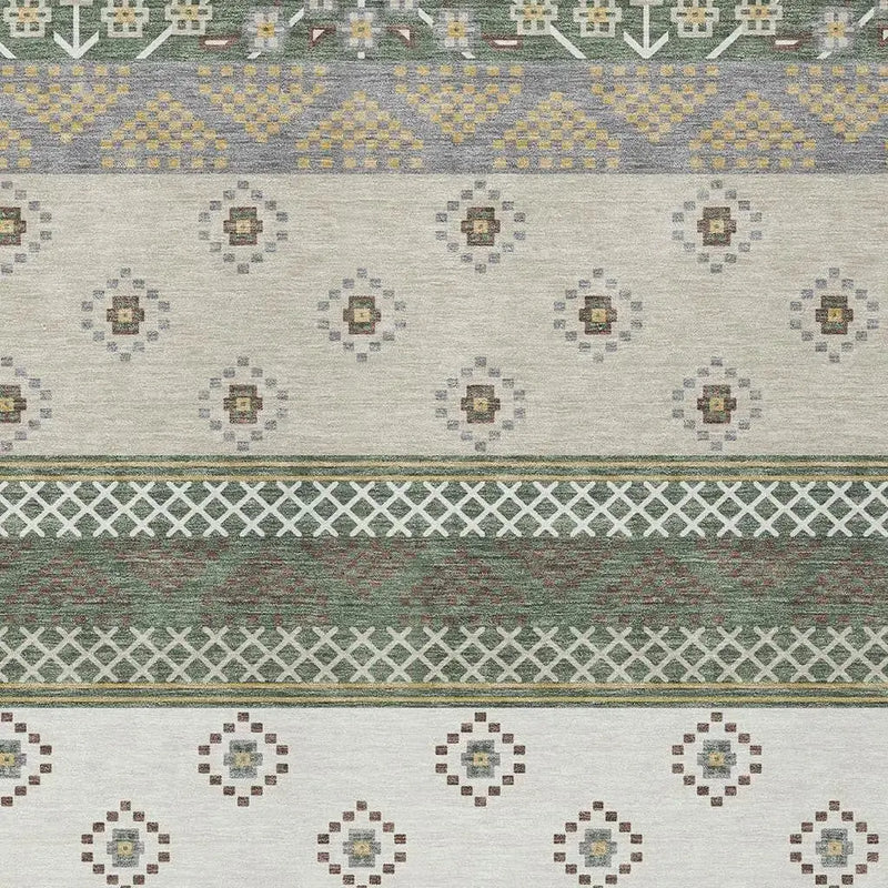 10' X 14' Green And Copper Striped Washable Indoor Outdoor Area Rug Homeroots Outdoor