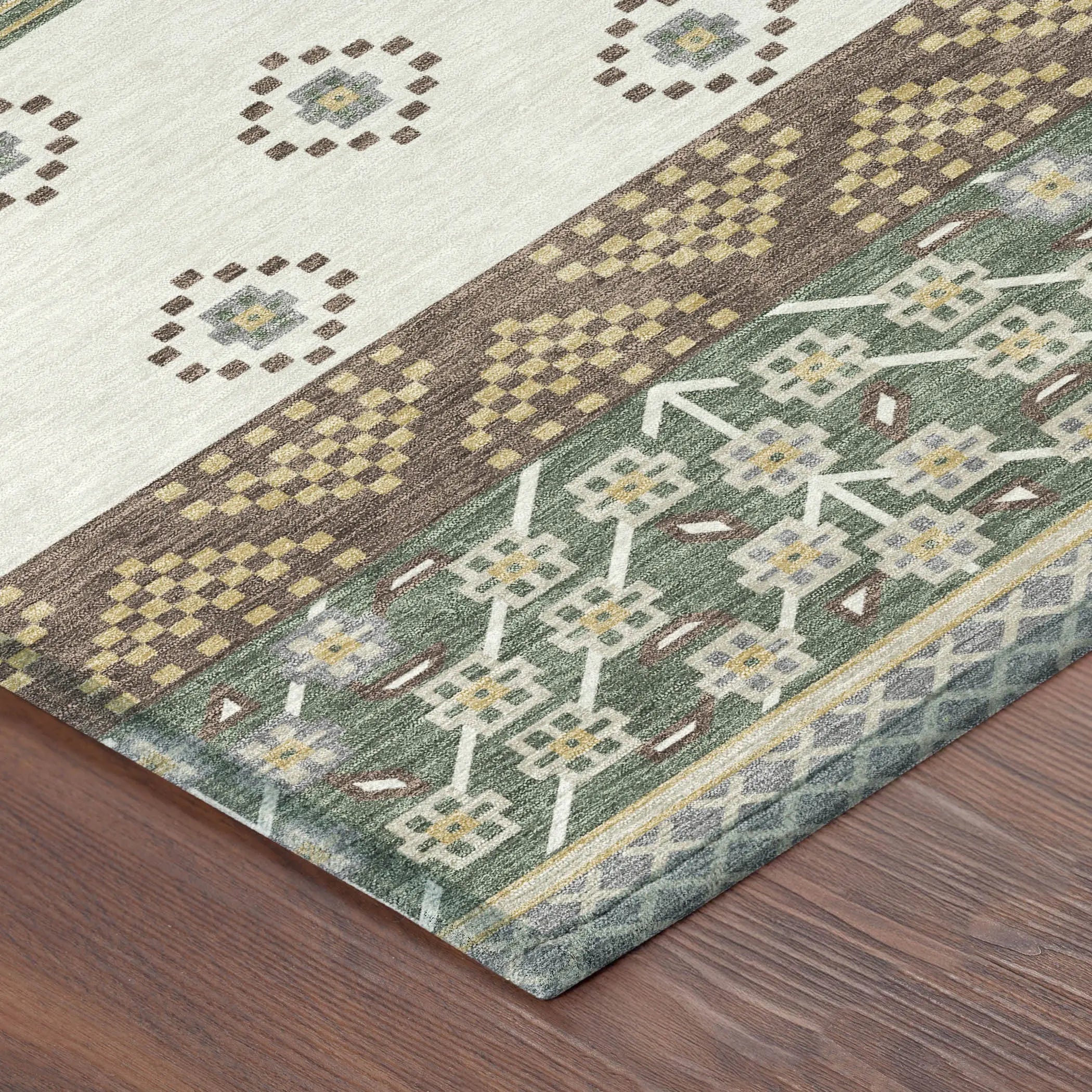 10' X 14' Green And Copper Striped Washable Indoor Outdoor Area Rug Homeroots Outdoor