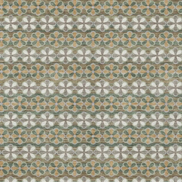 10' X 14' Green And Cream Striped Washable Indoor Outdoor Area Rug Homeroots Outdoor