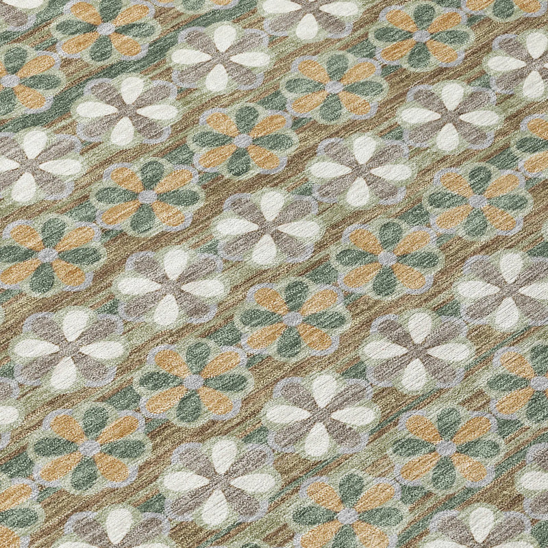10' X 14' Green And Cream Striped Washable Indoor Outdoor Area Rug Homeroots Outdoor