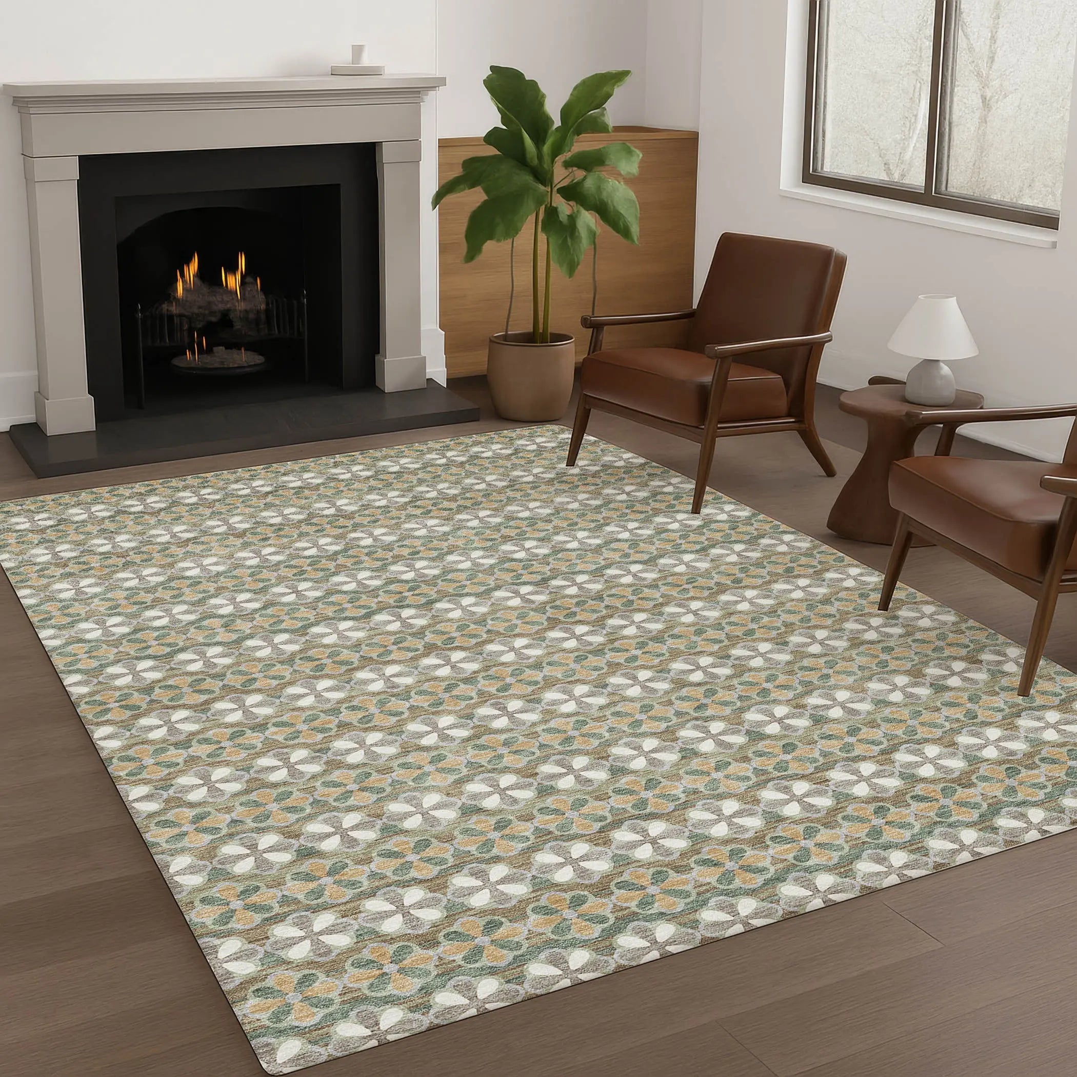 10' X 14' Green And Cream Striped Washable Indoor Outdoor Area Rug Homeroots Outdoor