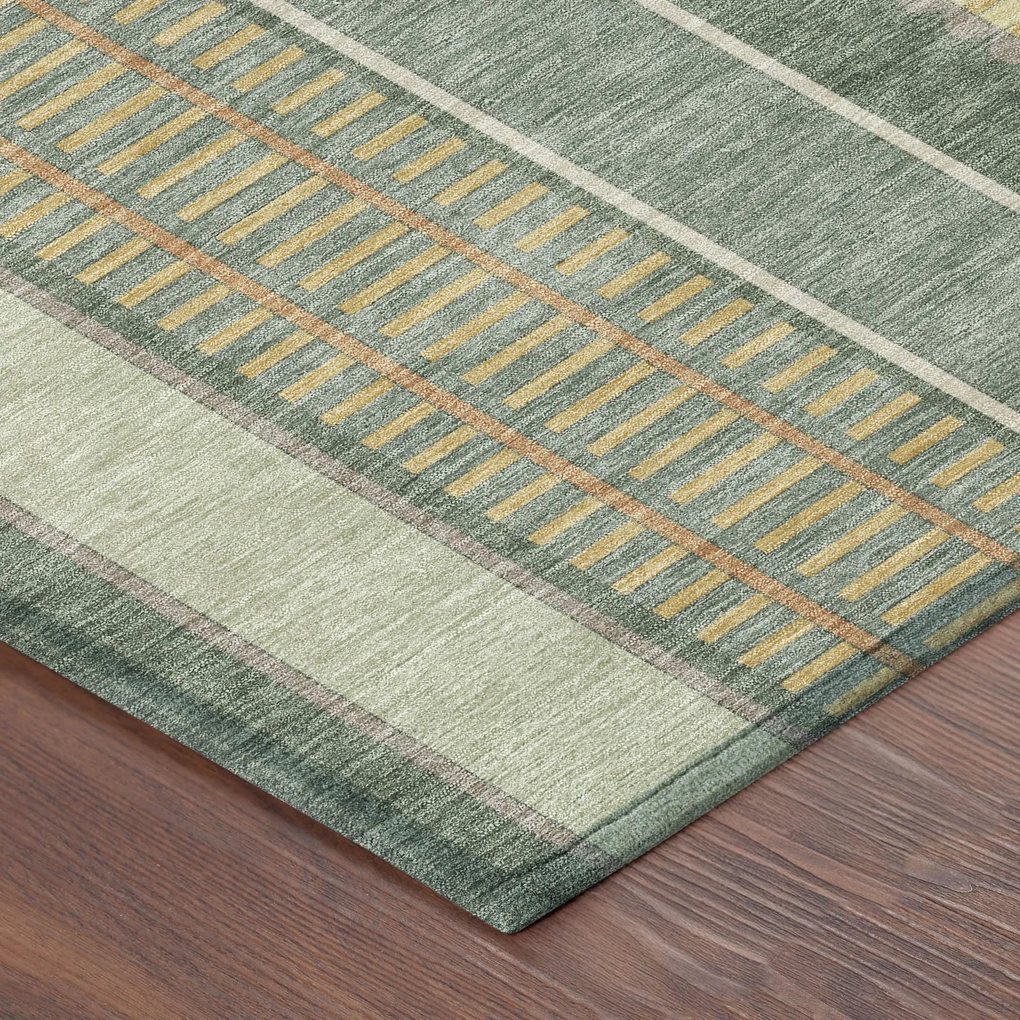 10' X 14' Green And Denim Blue Striped Washable Indoor Outdoor Area Rug Homeroots Outdoor