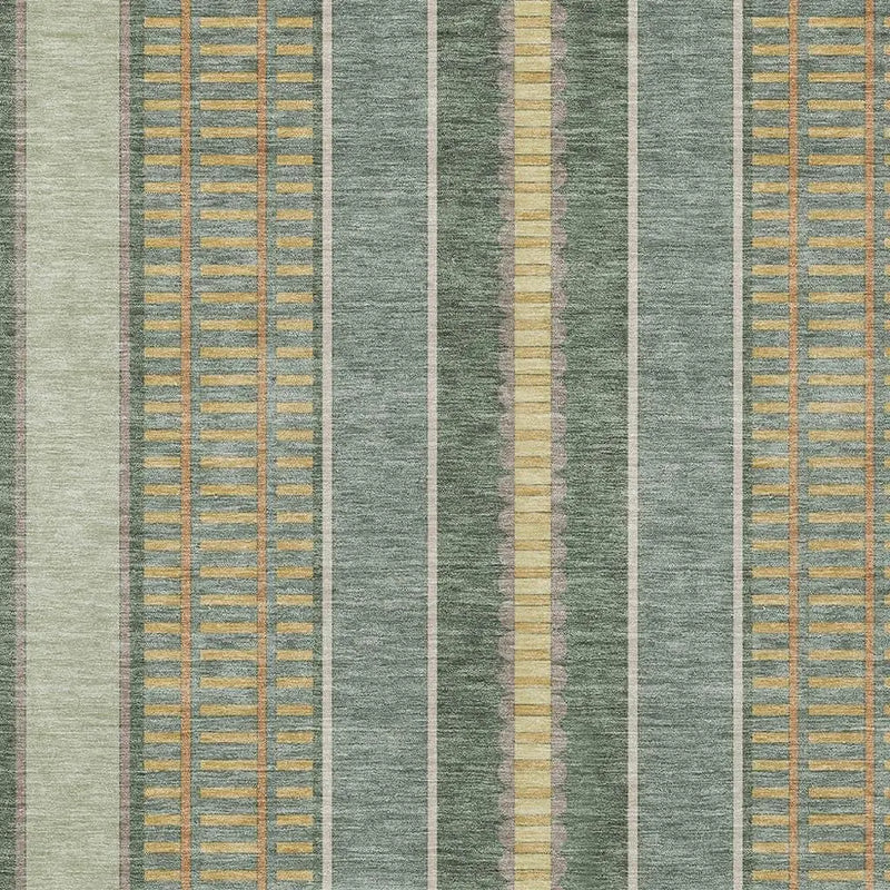 10' X 14' Green And Denim Blue Striped Washable Indoor Outdoor Area Rug Homeroots Outdoor