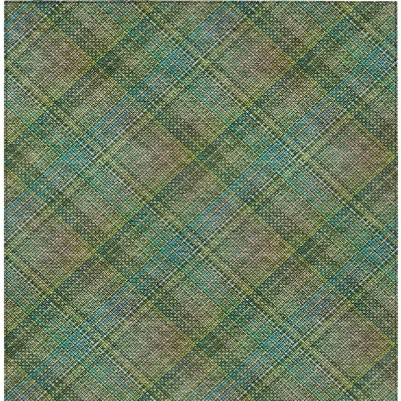 10' X 14' Green And Emerald Plaid Washable Indoor Outdoor Area Rug Homeroots Outdoor