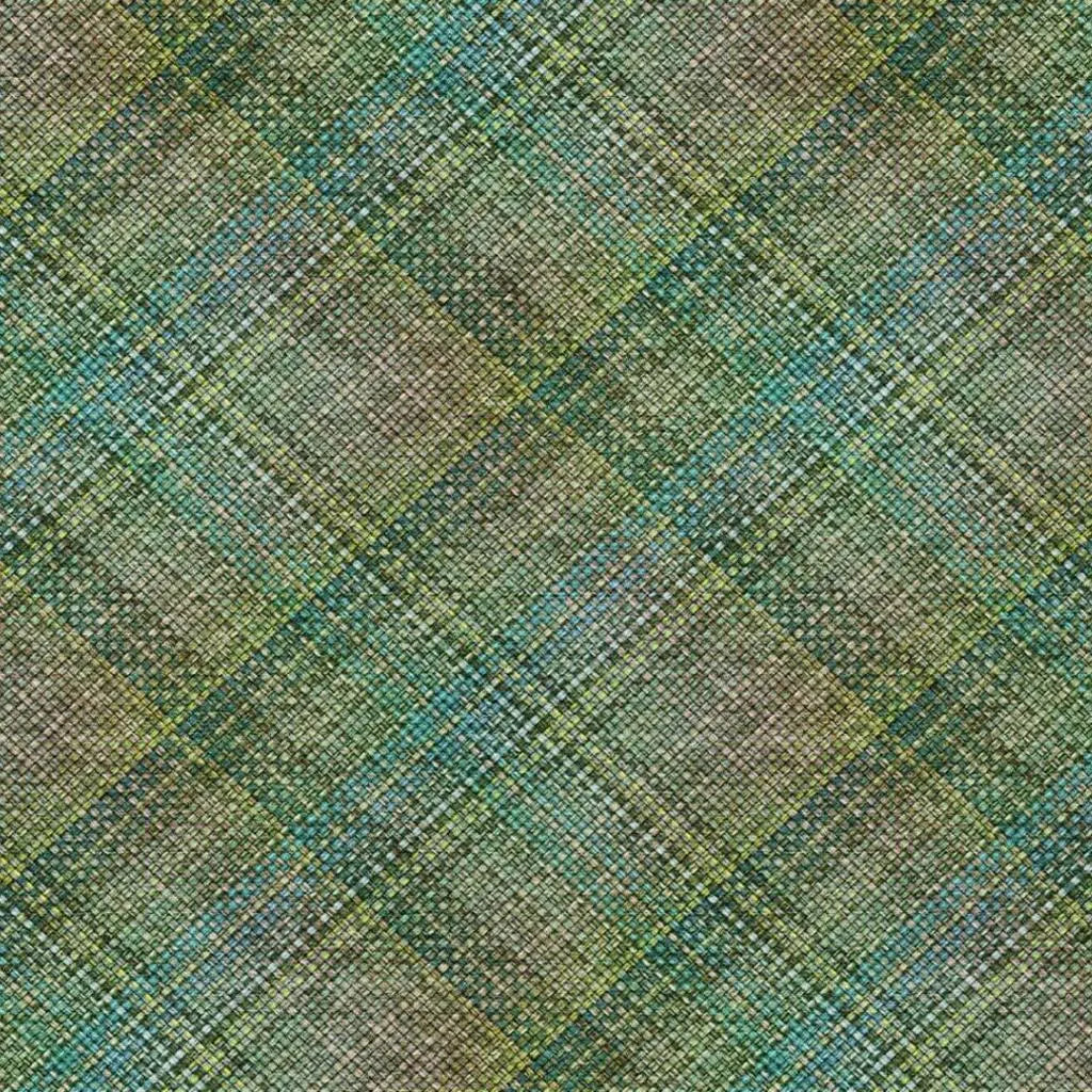 10' X 14' Green And Emerald Plaid Washable Indoor Outdoor Area Rug Homeroots Outdoor