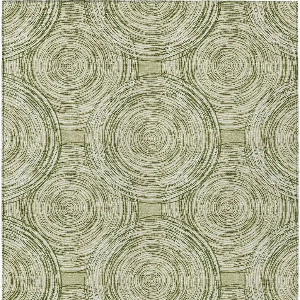 10' X 14' Green And Fern Green Geometric Washable Indoor Outdoor Area Rug Homeroots Outdoor