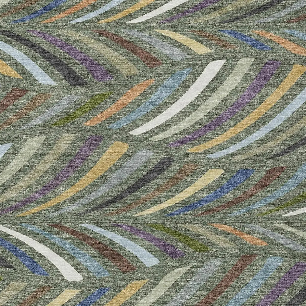 10' X 14' Green And Gold Abstract Washable Indoor Outdoor Area Rug Homeroots Outdoor