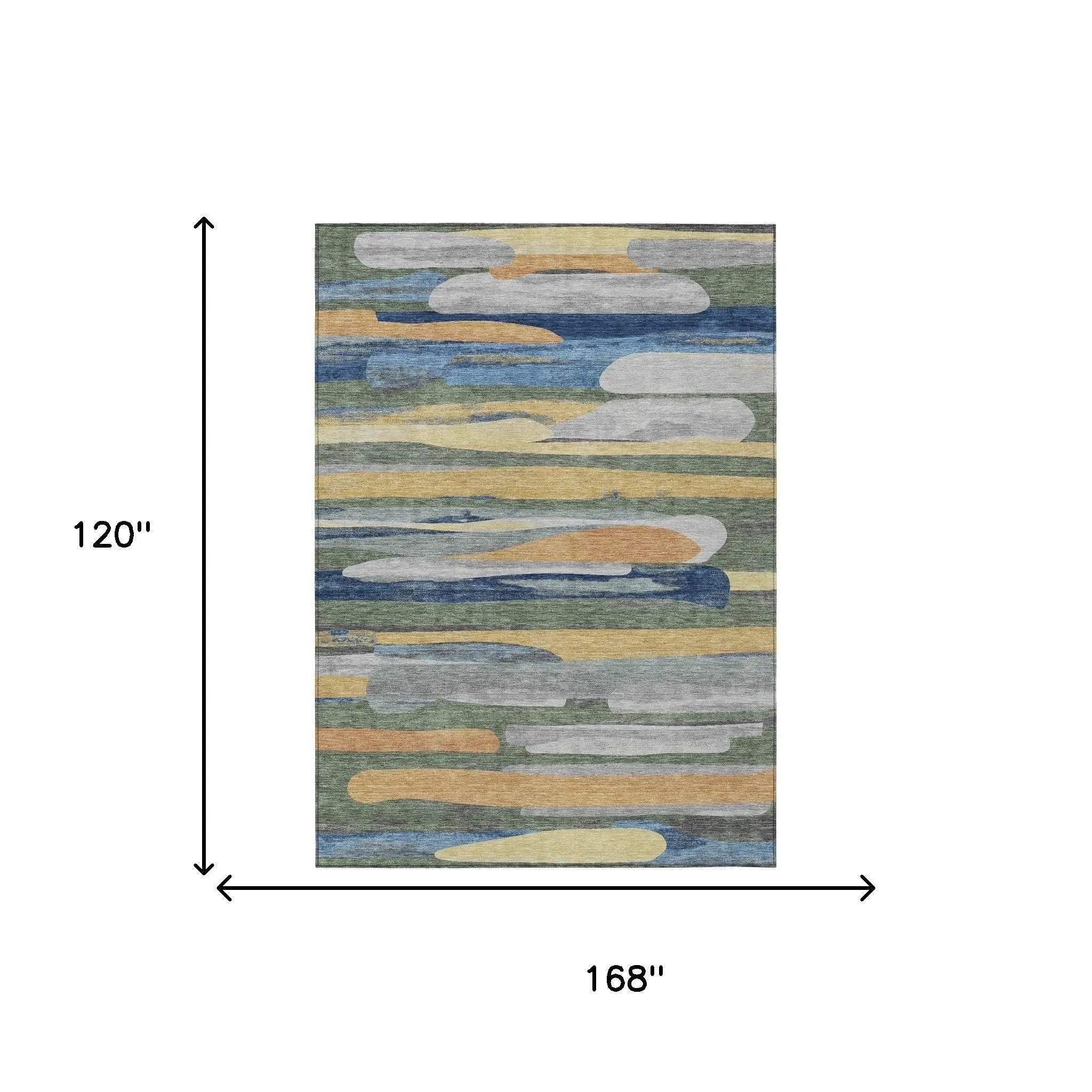 10' X 14' Green And Gold Abstract Washable Indoor Outdoor Area Rug Homeroots Outdoor