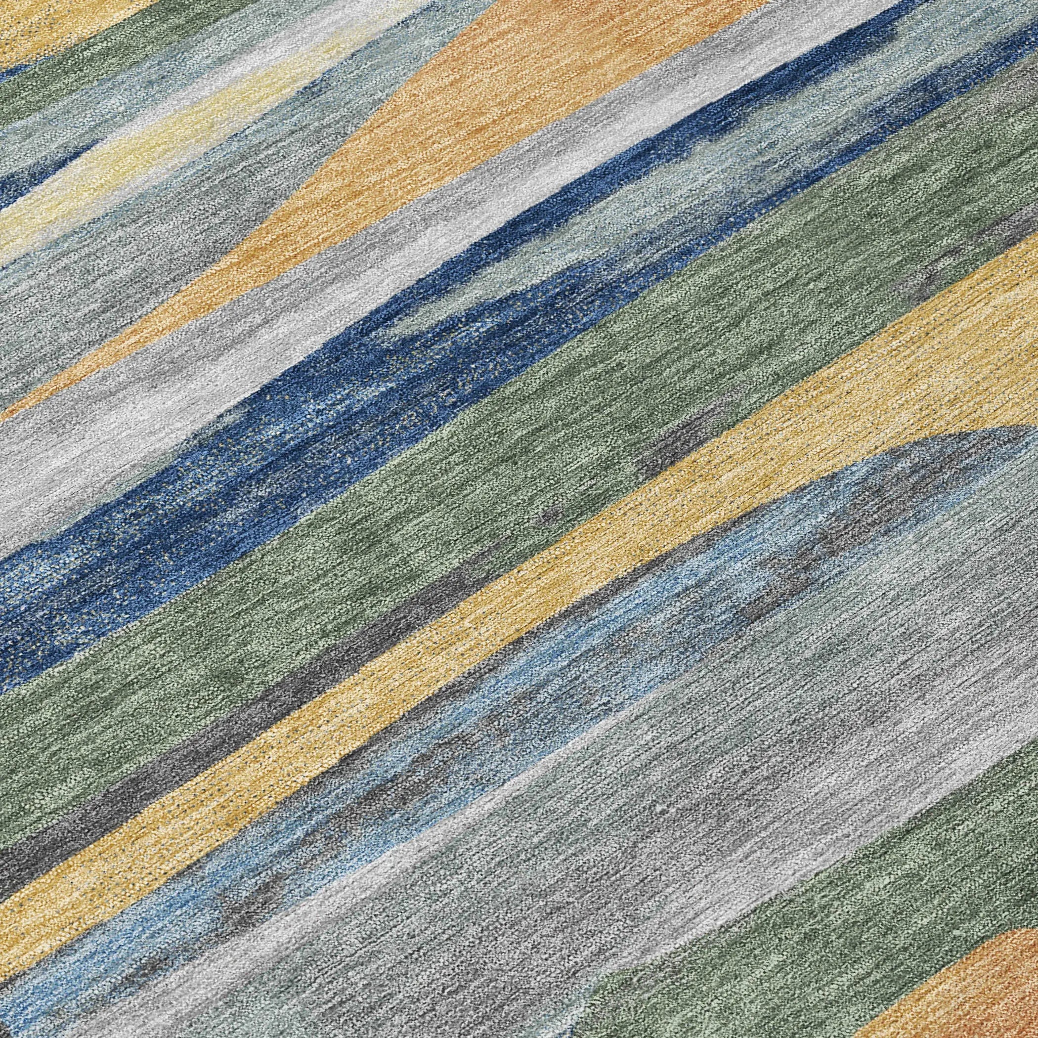 10' X 14' Green And Gold Abstract Washable Indoor Outdoor Area Rug Homeroots Outdoor