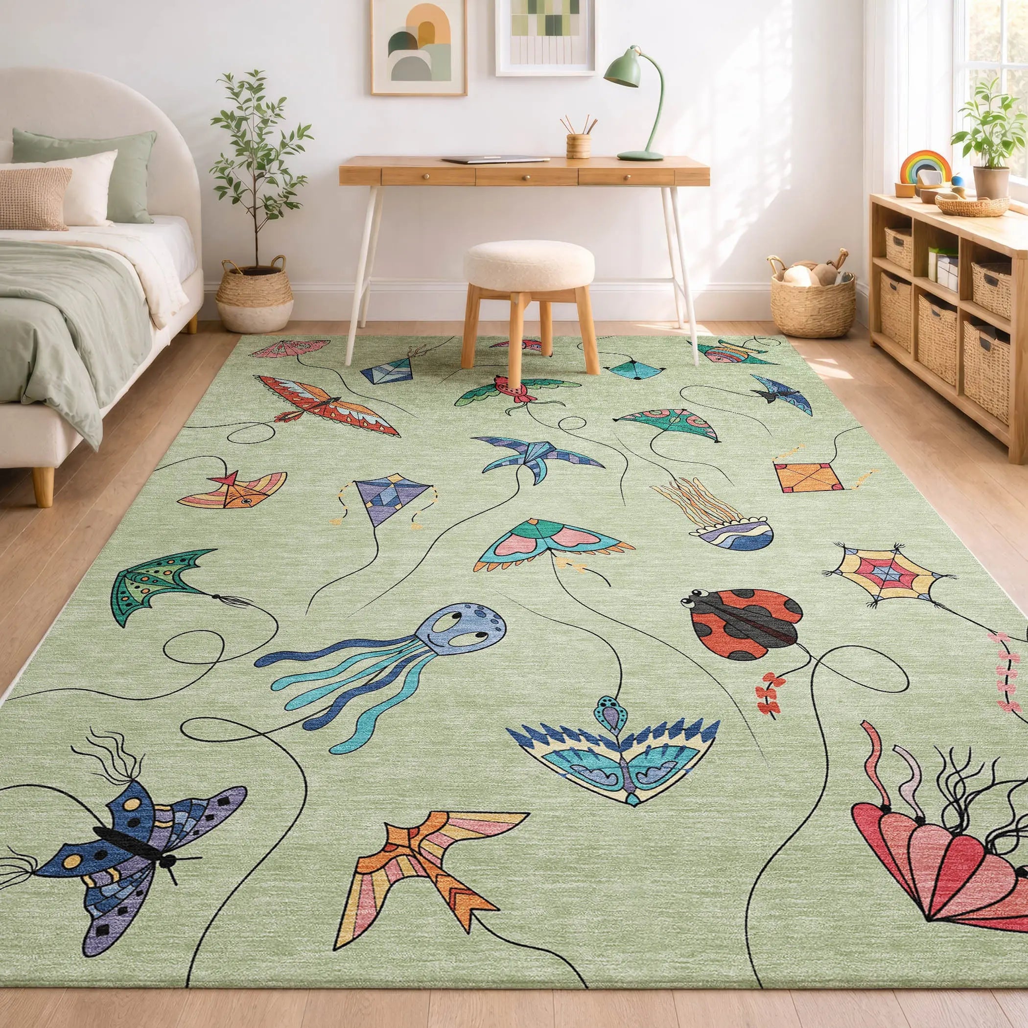 10' X 14' Green And Gold Geometric Washable Indoor Outdoor Area Rug Homeroots Outdoor
