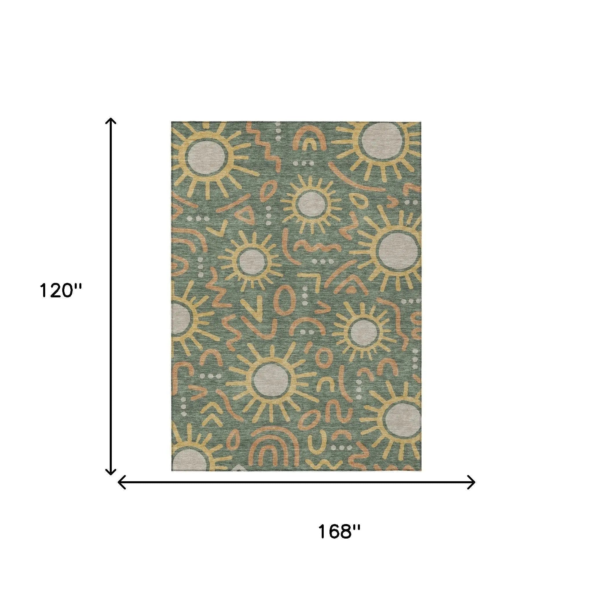 10' X 14' Green And Gold Geometric Washable Indoor Outdoor Area Rug Homeroots Outdoor